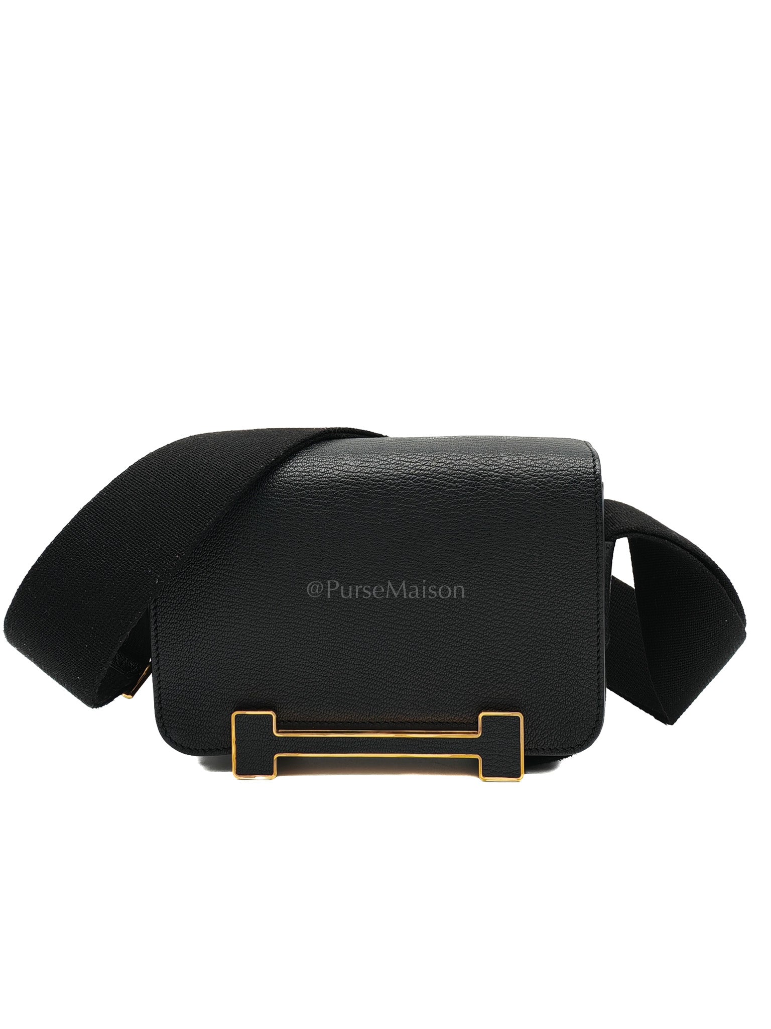 Geta in Black Chevre Mysore Leather & Gold Hardware Stamp B(2023)