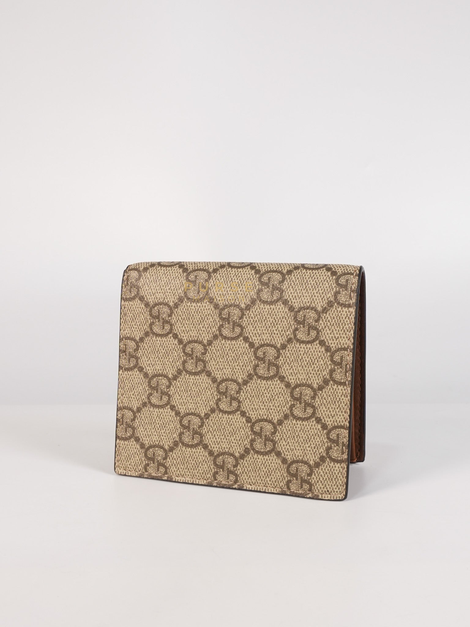 GG Bi-Fold Wallet in Beige & Ebony Supreme Monogram Canvas | Purse Maison Luxury Bags Shop