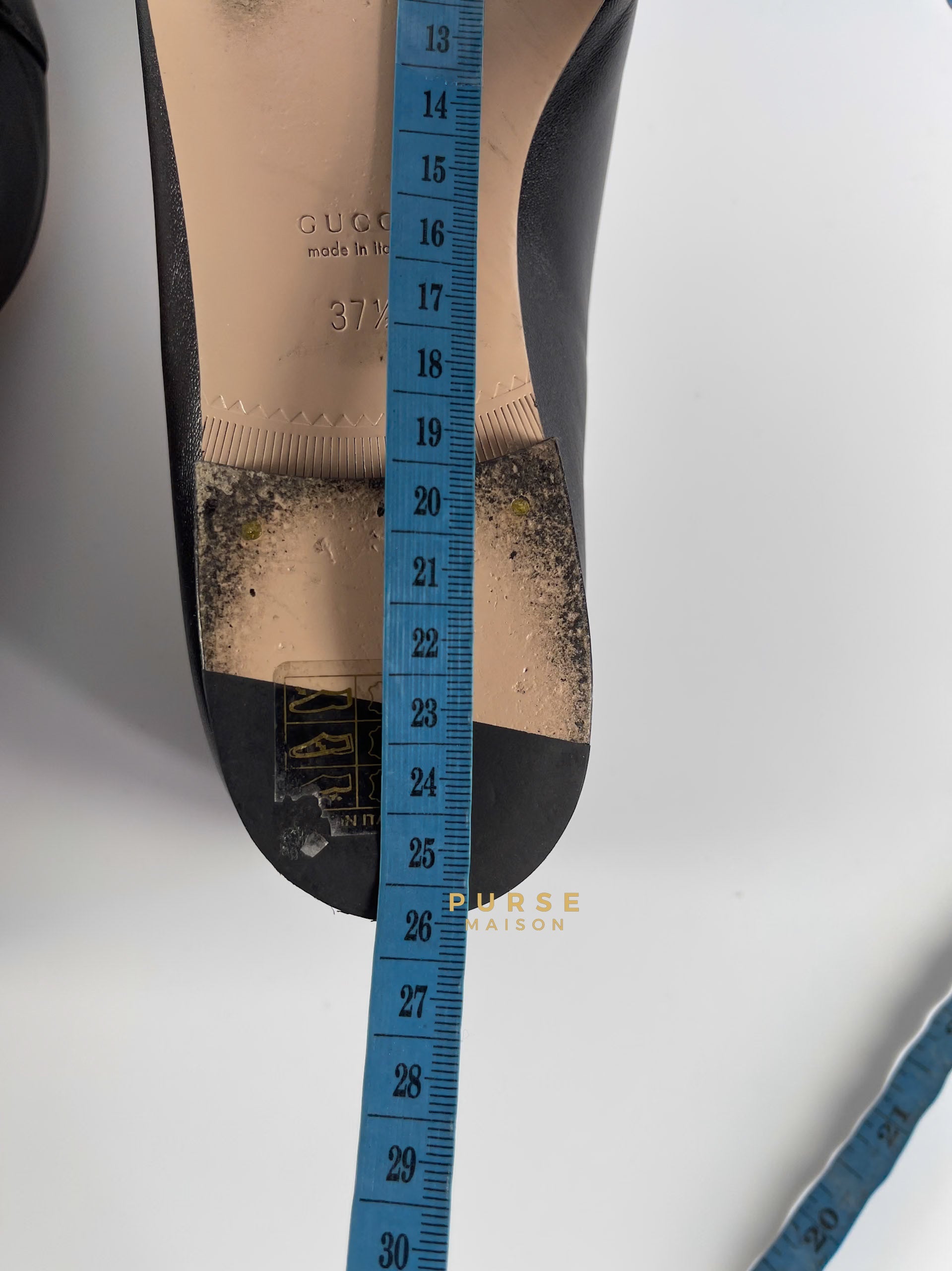 GG Black Marmont Leather Logo Ballet Shoes Size 37.5 EU, 24.5cm) | Purse Maison Luxury Bags Shop