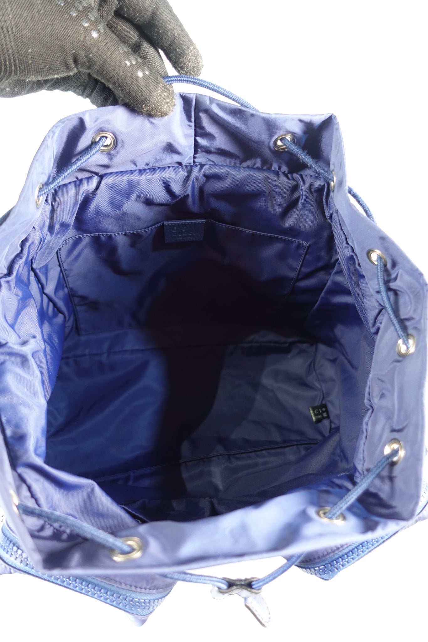 GG Blue Nylon Drawstring Backpack | Purse Maison Luxury Bags Shop