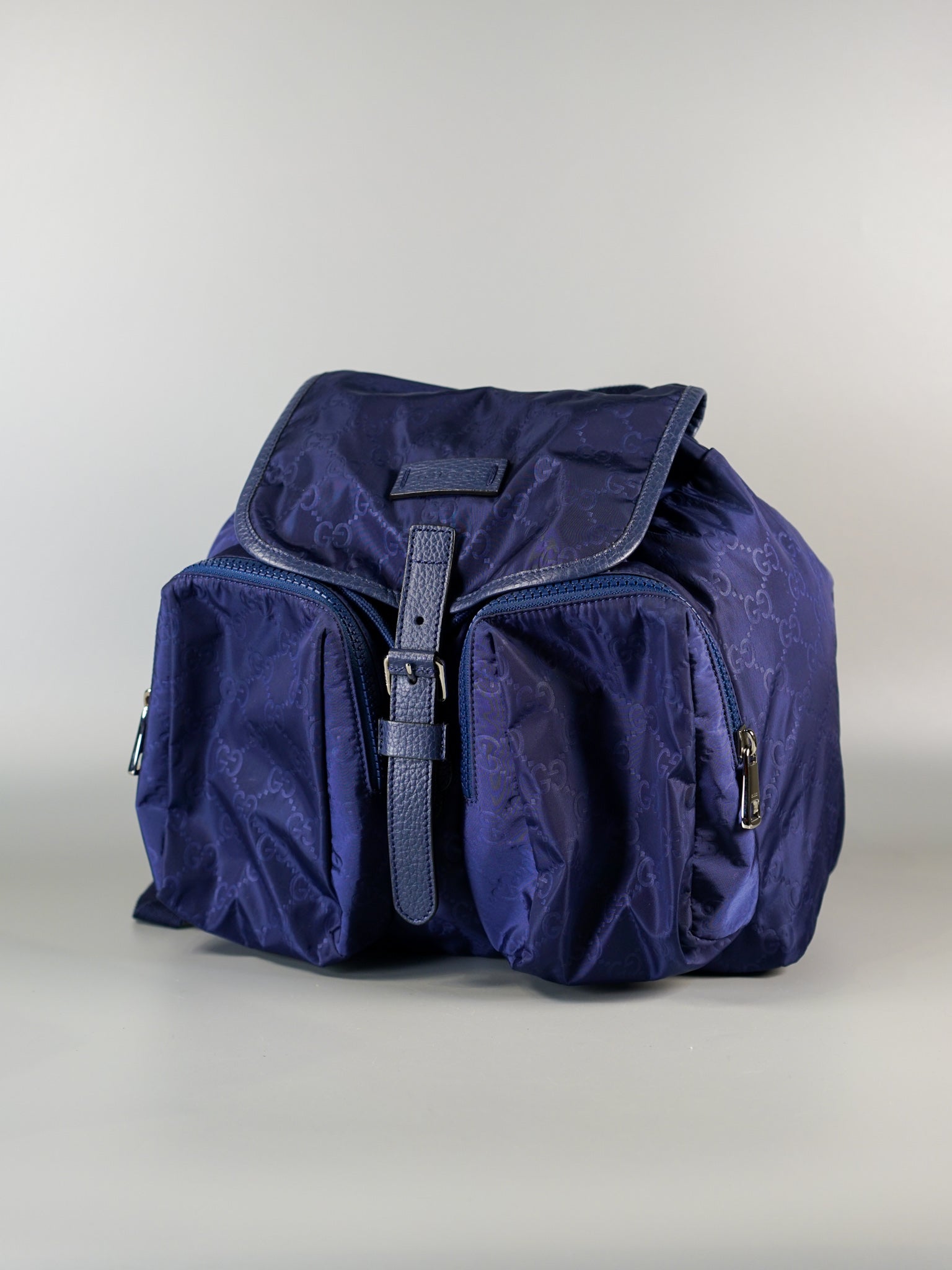 GG Blue Nylon Drawstring Backpack | Purse Maison Luxury Bags Shop