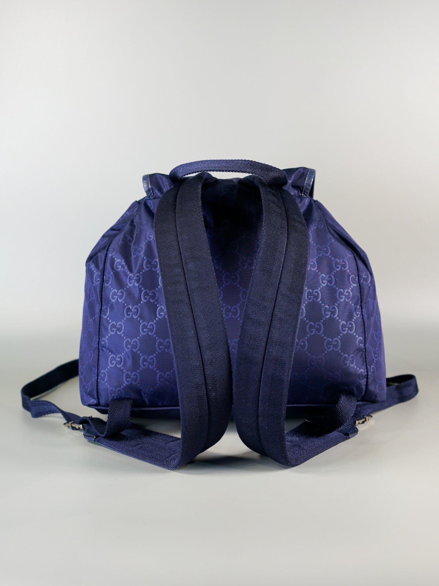 GG Blue Nylon Drawstring Backpack | Purse Maison Luxury Bags Shop