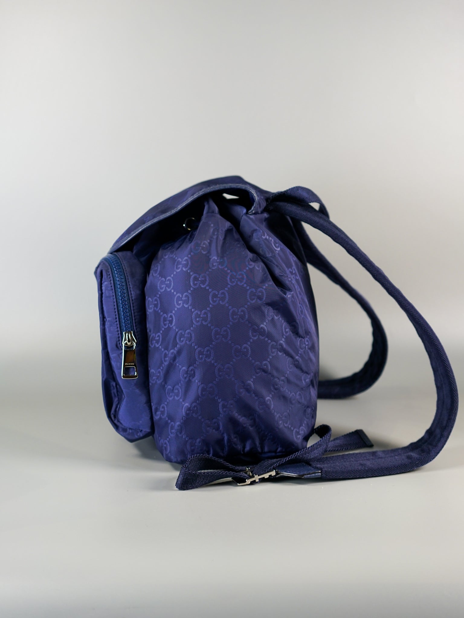 GG Blue Nylon Drawstring Backpack | Purse Maison Luxury Bags Shop