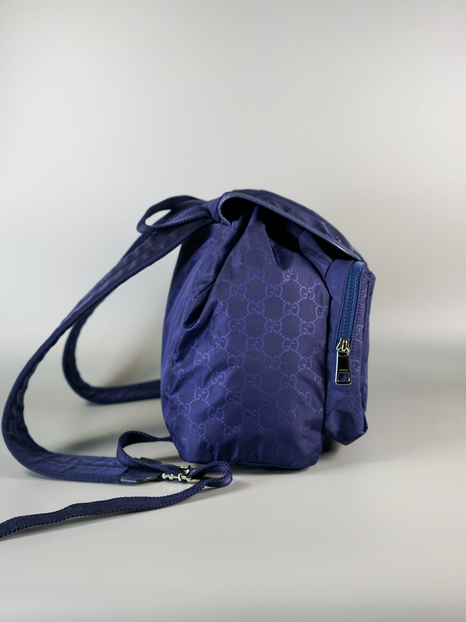 GG Blue Nylon Drawstring Backpack | Purse Maison Luxury Bags Shop