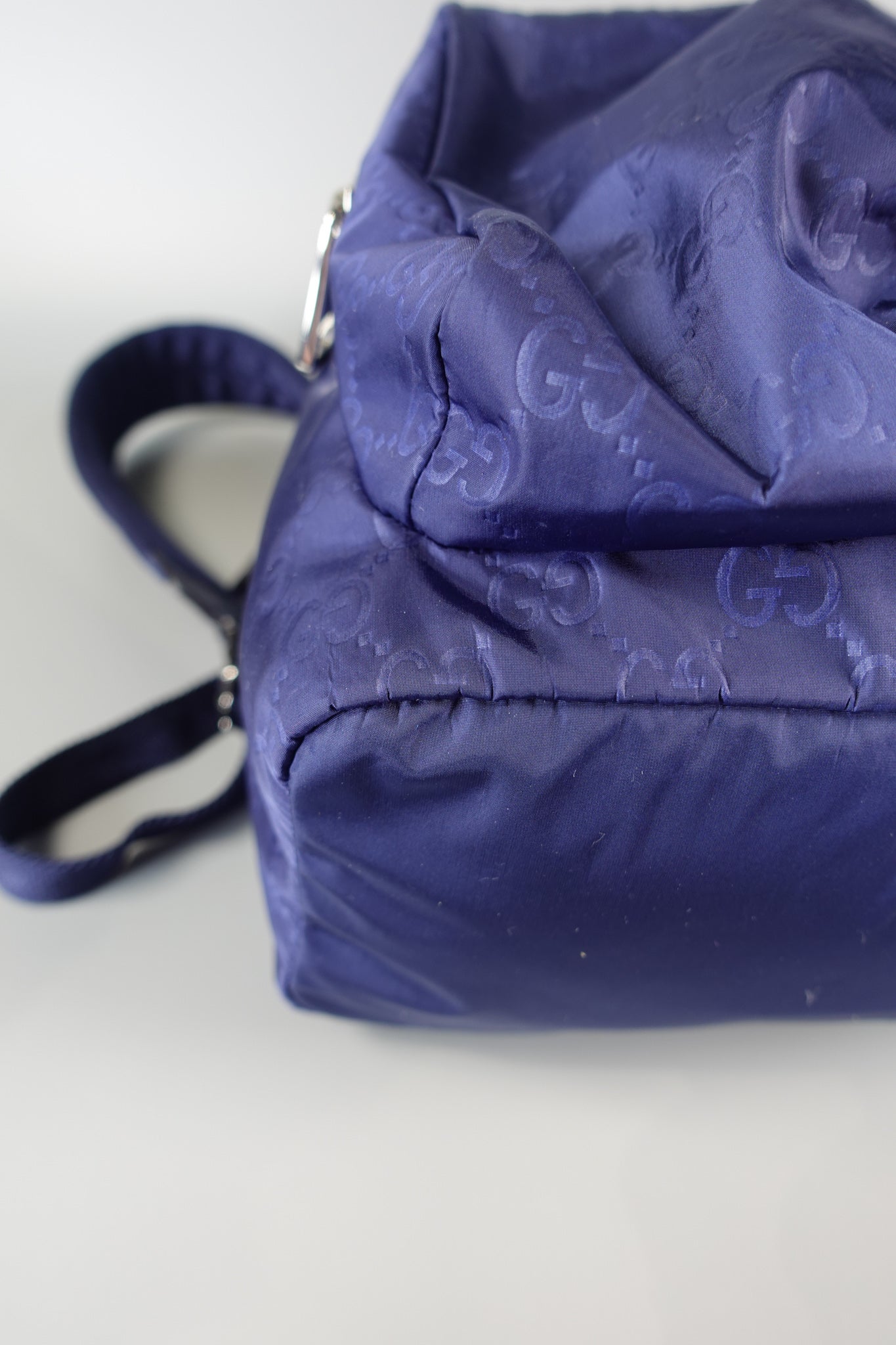 GG Blue Nylon Drawstring Backpack | Purse Maison Luxury Bags Shop