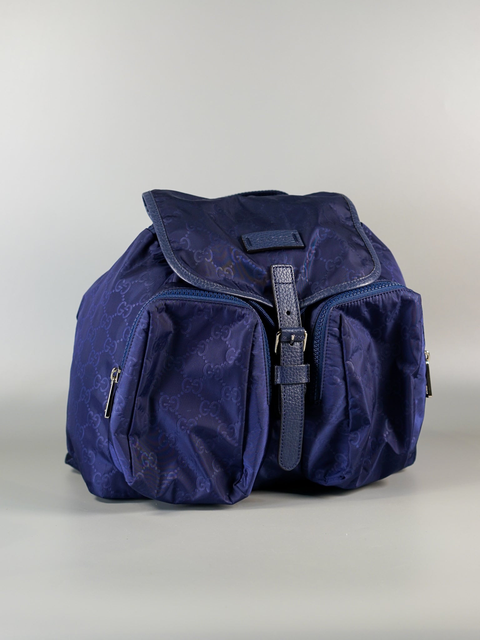 GG Blue Nylon Drawstring Backpack | Purse Maison Luxury Bags Shop