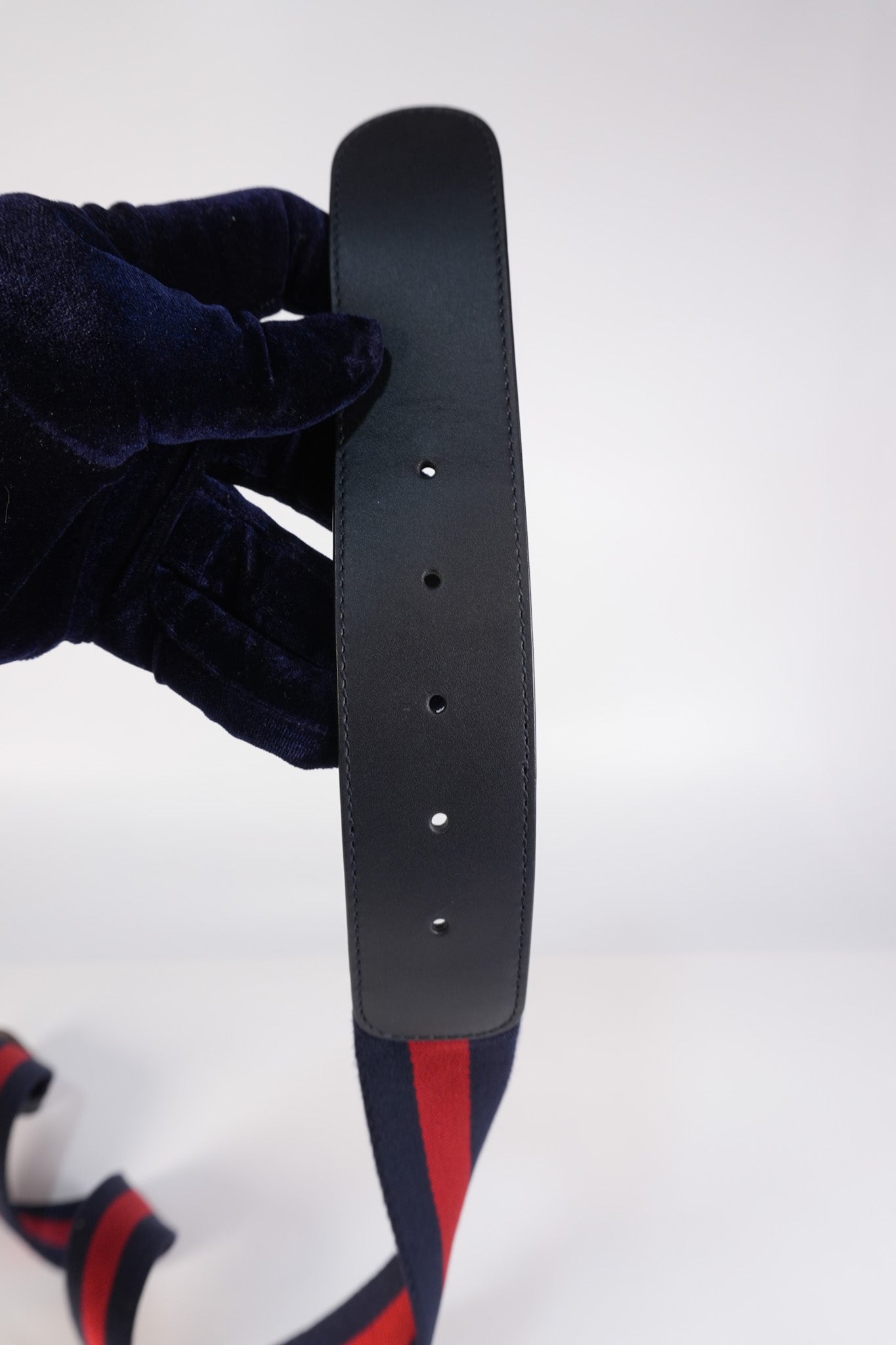 GG Buckle Web Belt Blue Red & Silver Hardware Size 75 | Purse Maison Luxury Bags Shop