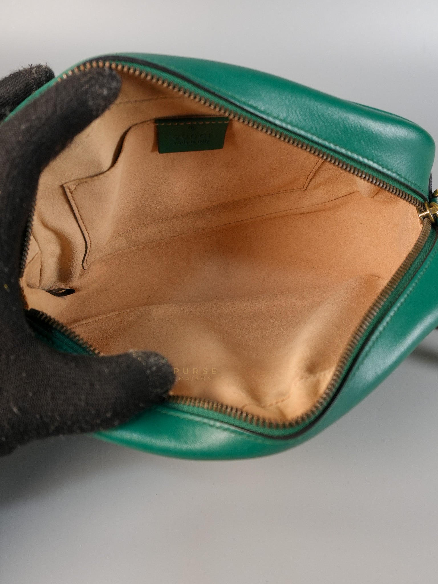 GG Camera Bag in Emerald Green Marmont Leather | Purse Maison Luxury Bags Shop