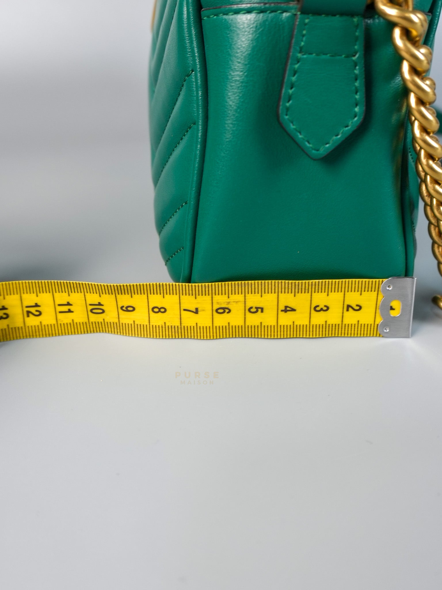 GG Camera Bag in Emerald Green Marmont Leather | Purse Maison Luxury Bags Shop