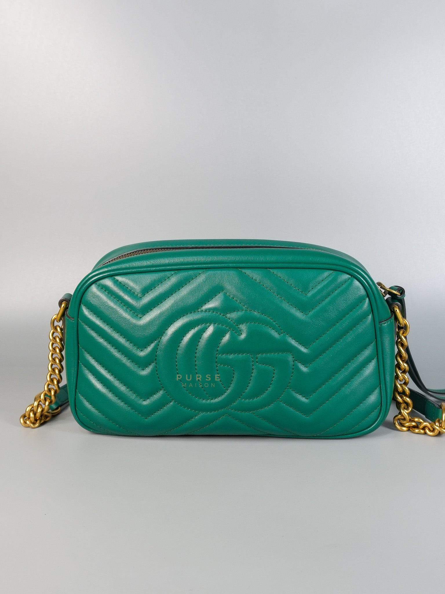 GG Camera Bag in Emerald Green Marmont Leather | Purse Maison Luxury Bags Shop