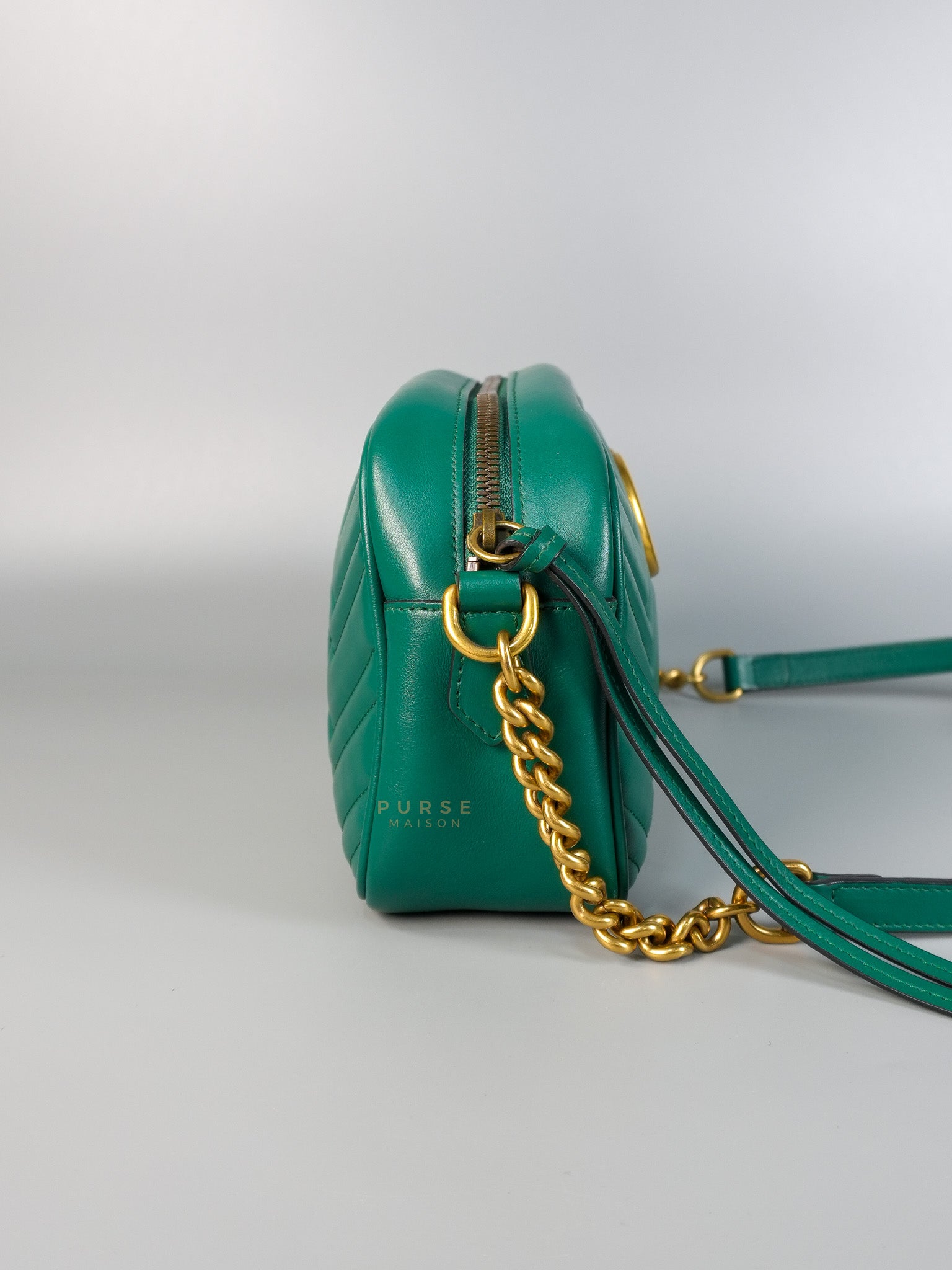 GG Camera Bag in Emerald Green Marmont Leather | Purse Maison Luxury Bags Shop