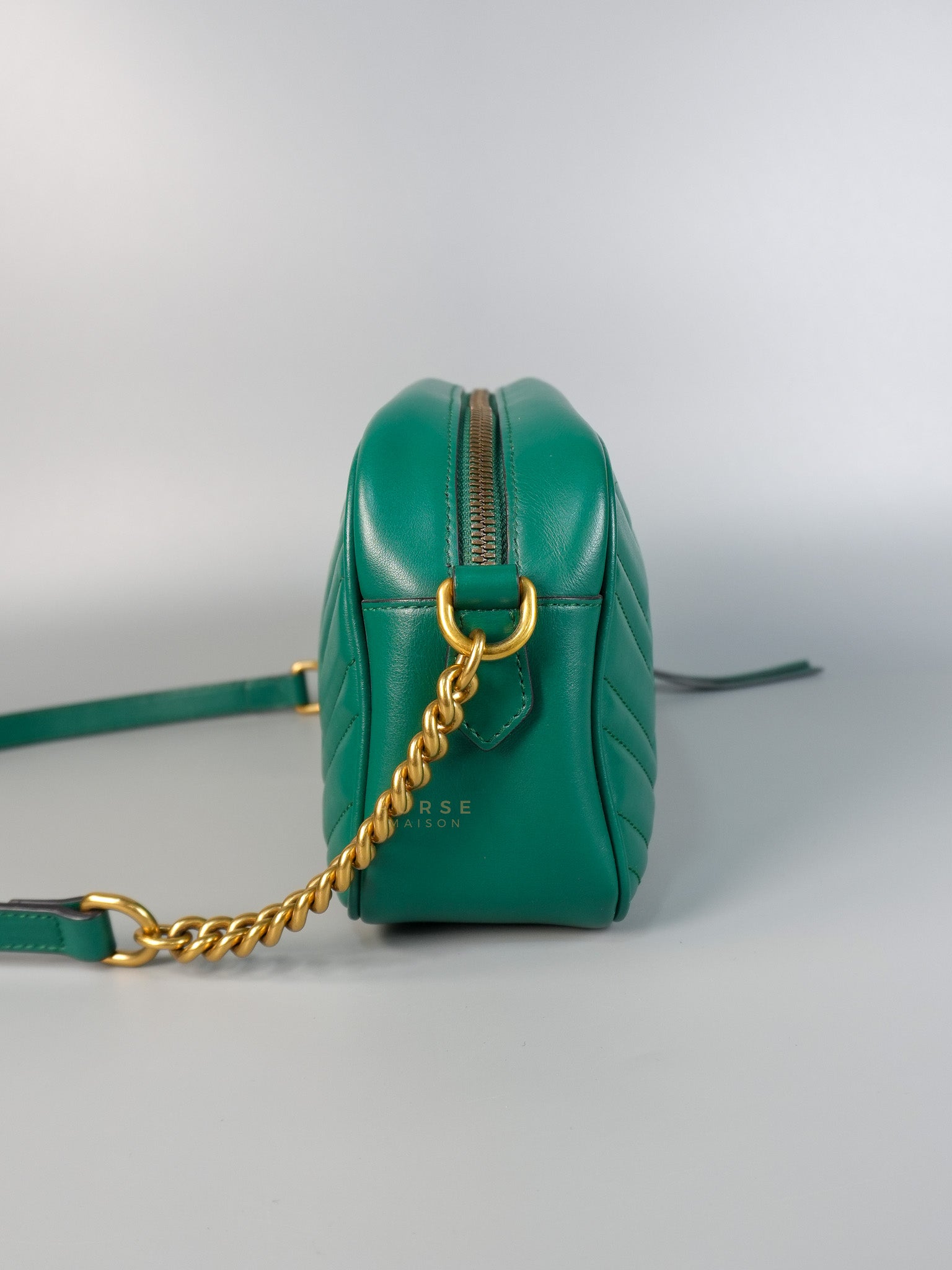 GG Camera Bag in Emerald Green Marmont Leather | Purse Maison Luxury Bags Shop