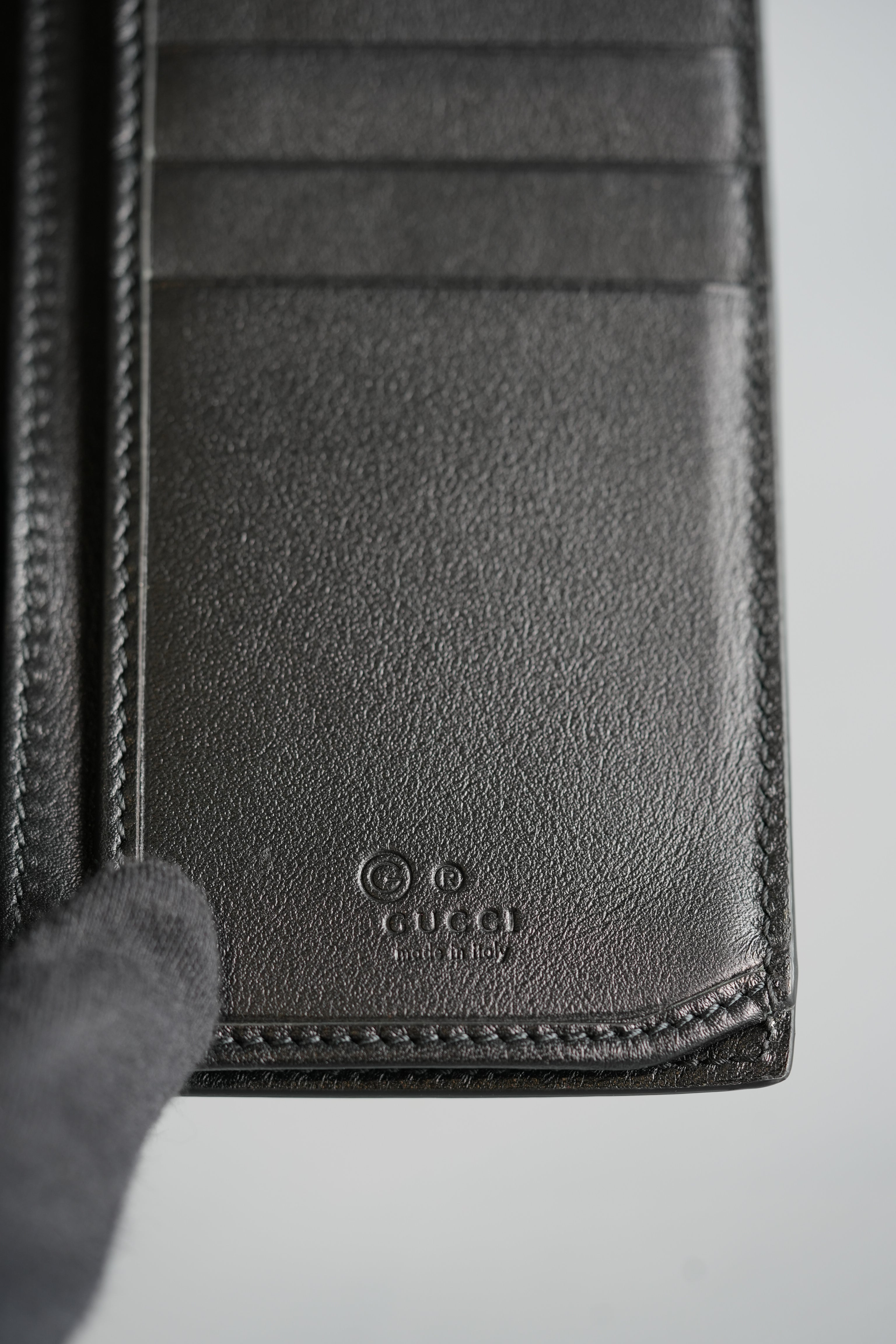 GG Guccissima Emblem Black Long Bi-Fold Wallet | Purse Maison Luxury Bags Shop