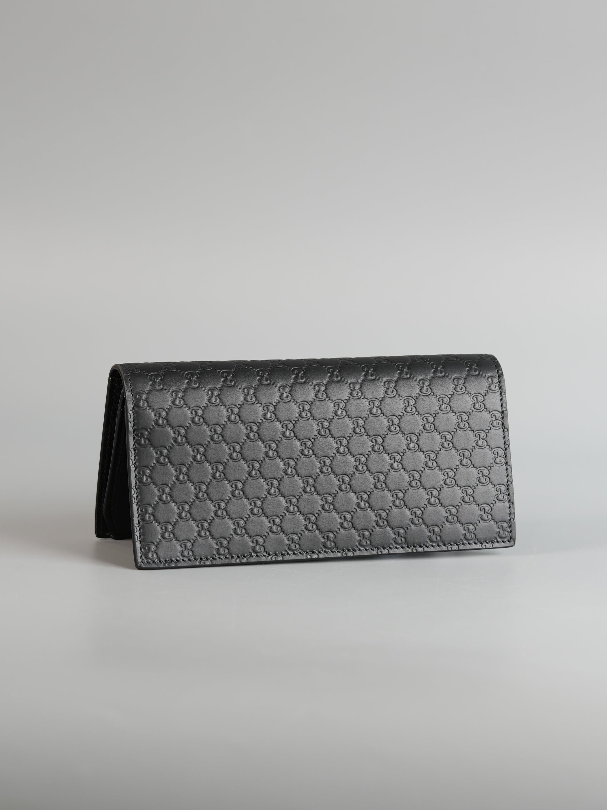 GG Guccissima Emblem Black Long Bi-Fold Wallet | Purse Maison Luxury Bags Shop