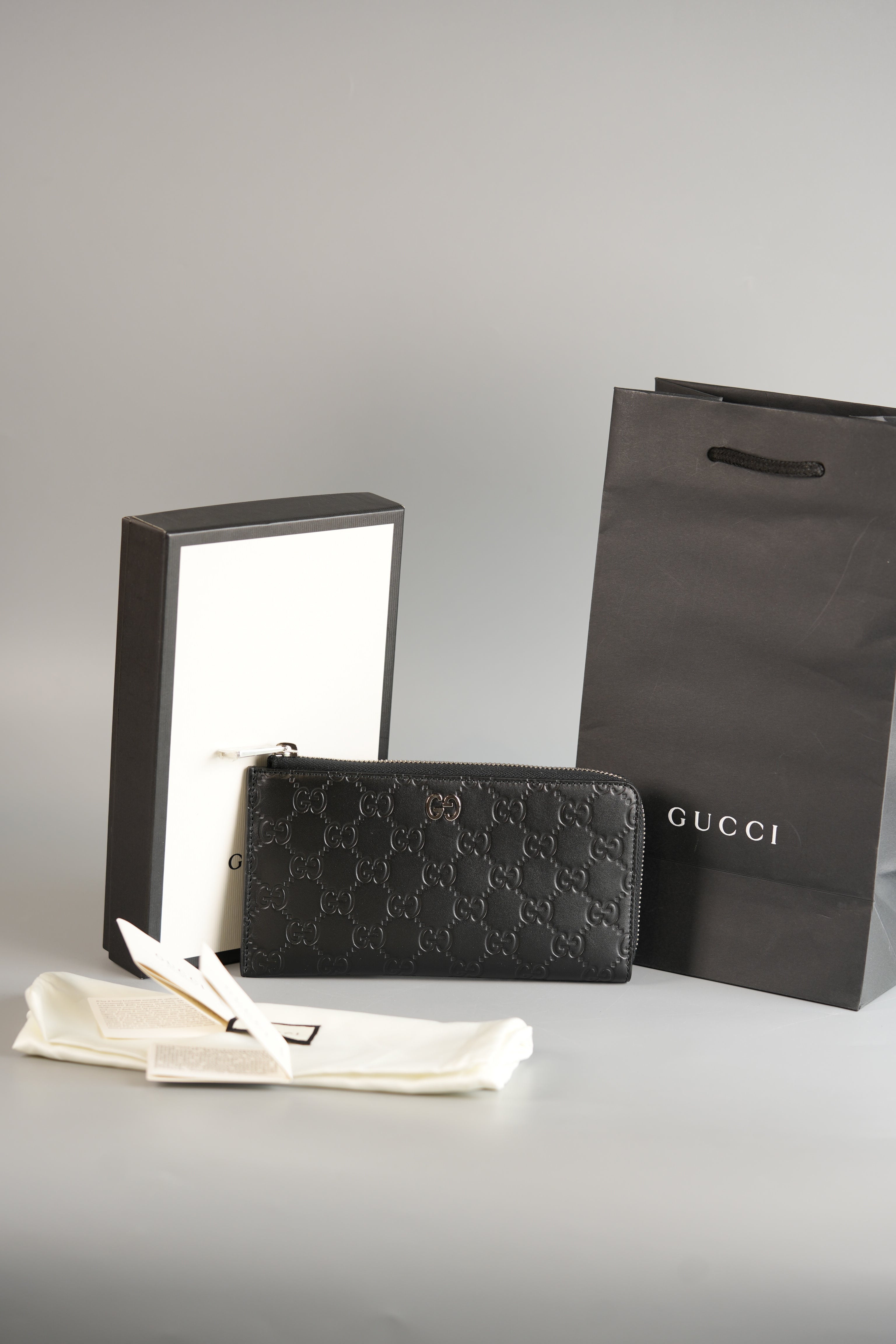 GG Guccissima Emblem Black Long Zipped Wallet | Purse Maison Luxury Bags Shop