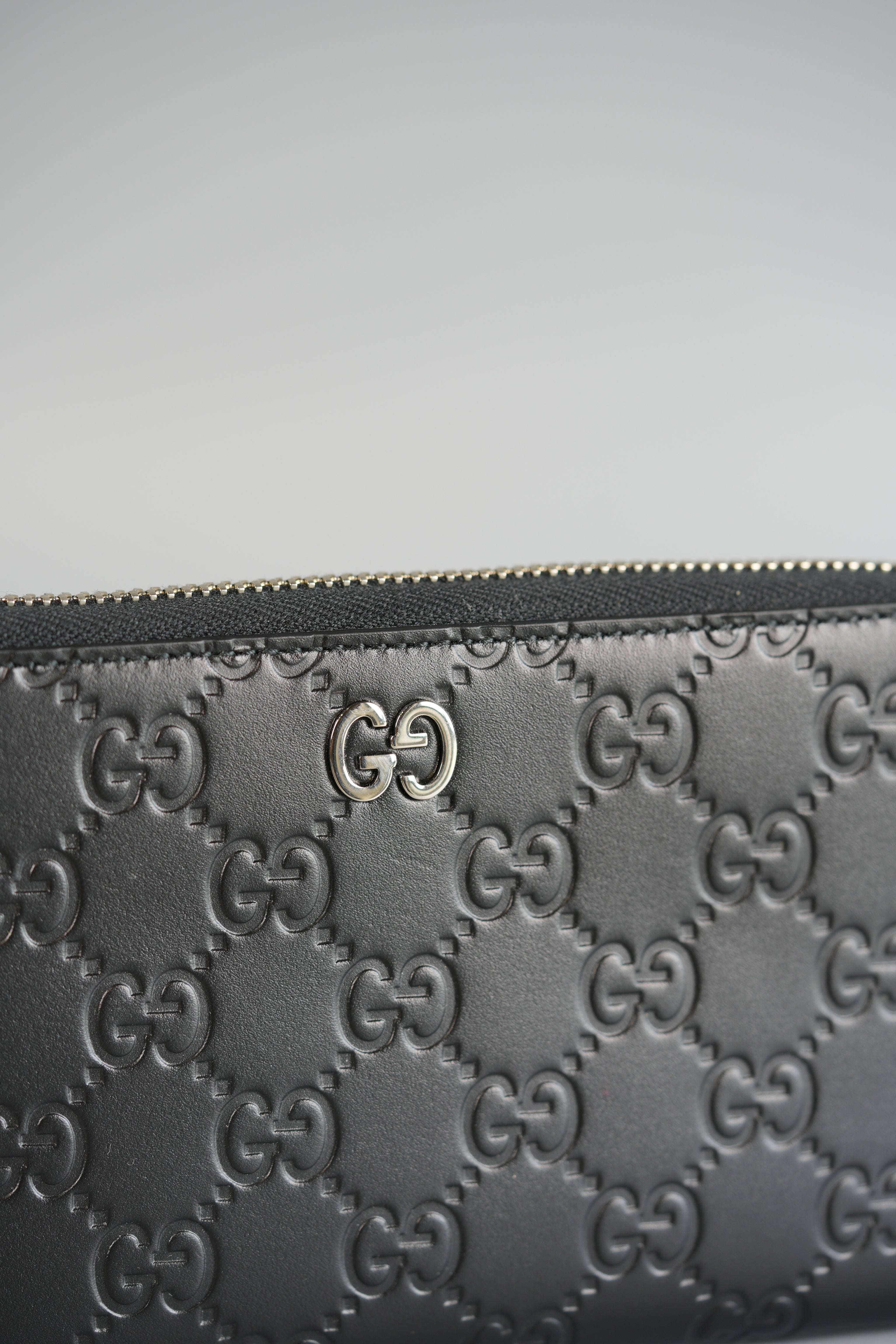 GG Guccissima Emblem Black Long Zipped Wallet | Purse Maison Luxury Bags Shop