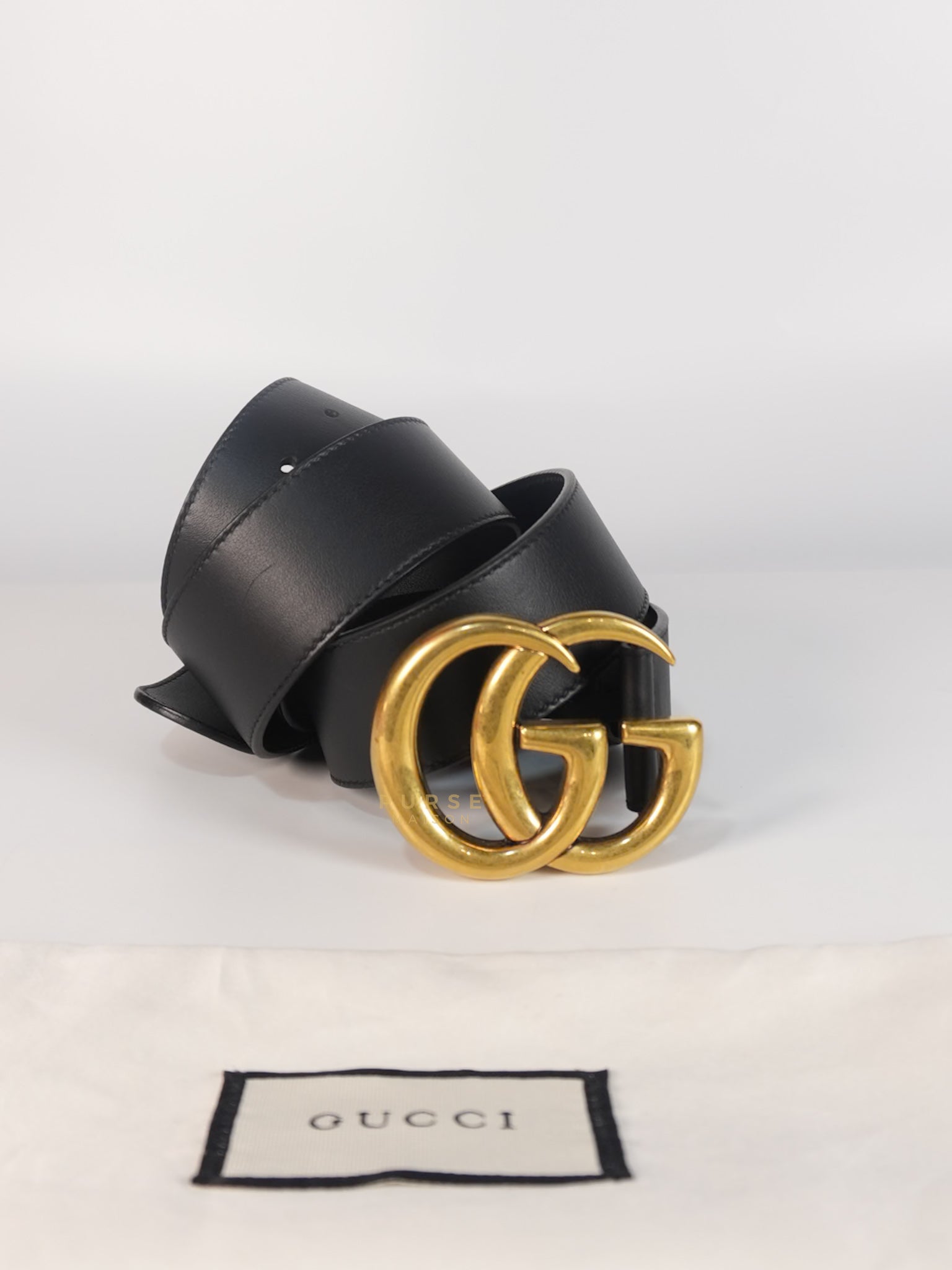 GG Leather Belt in Black Size 90 | Purse Maison Luxury Bags Shop