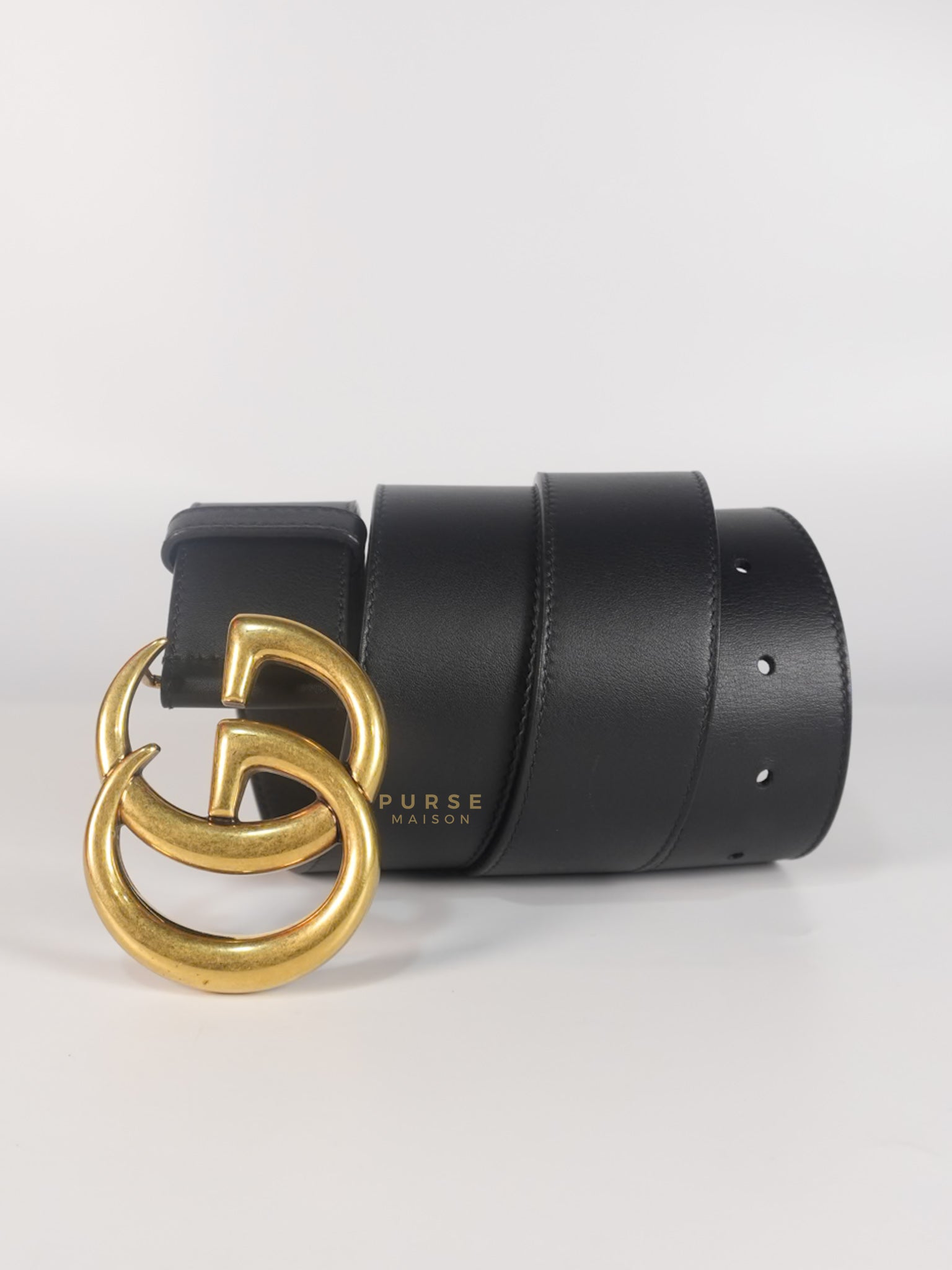 GG Leather Belt in Black Size 90 | Purse Maison Luxury Bags Shop