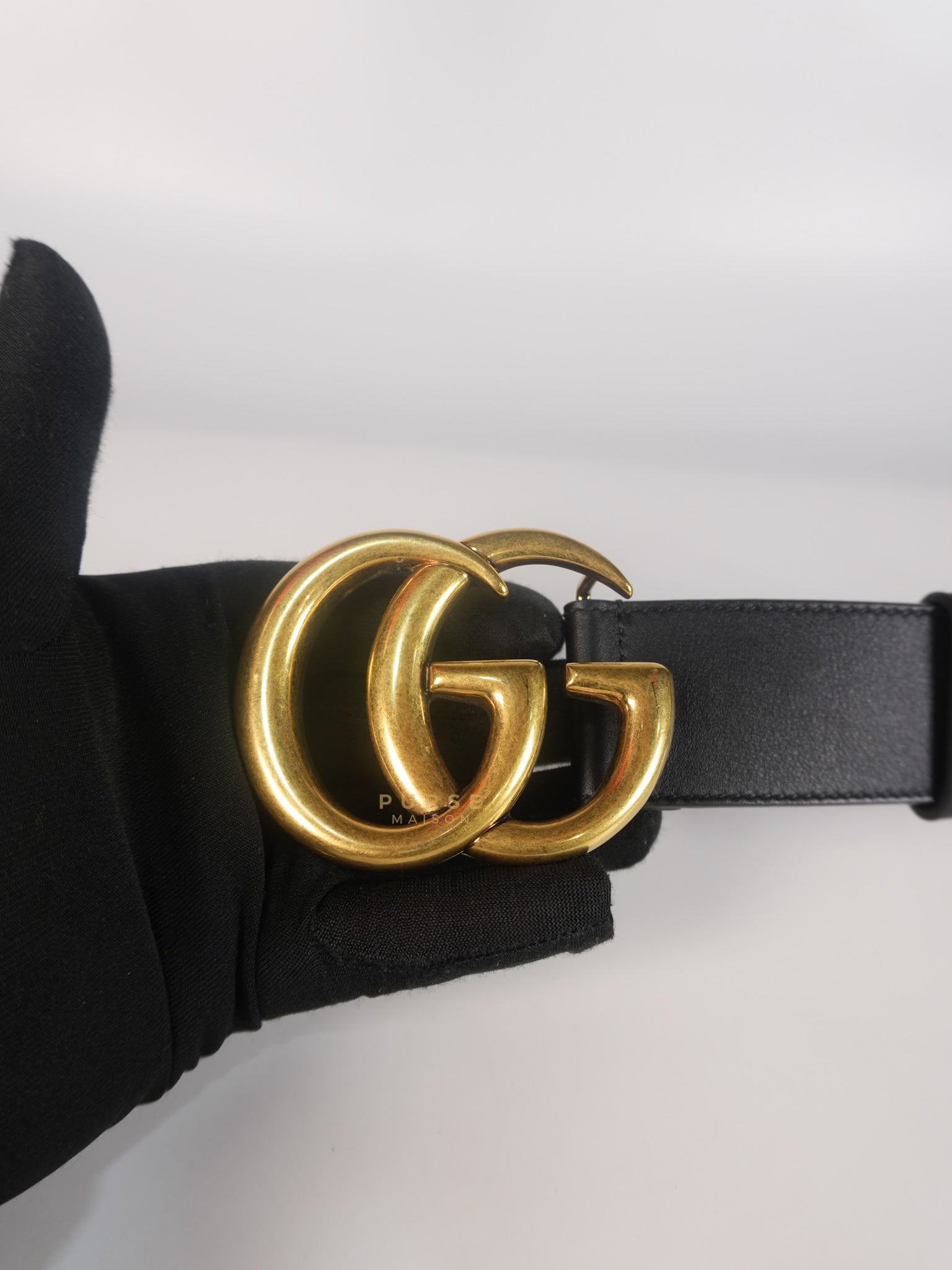 GG Leather Belt in Black Size 90 | Purse Maison Luxury Bags Shop
