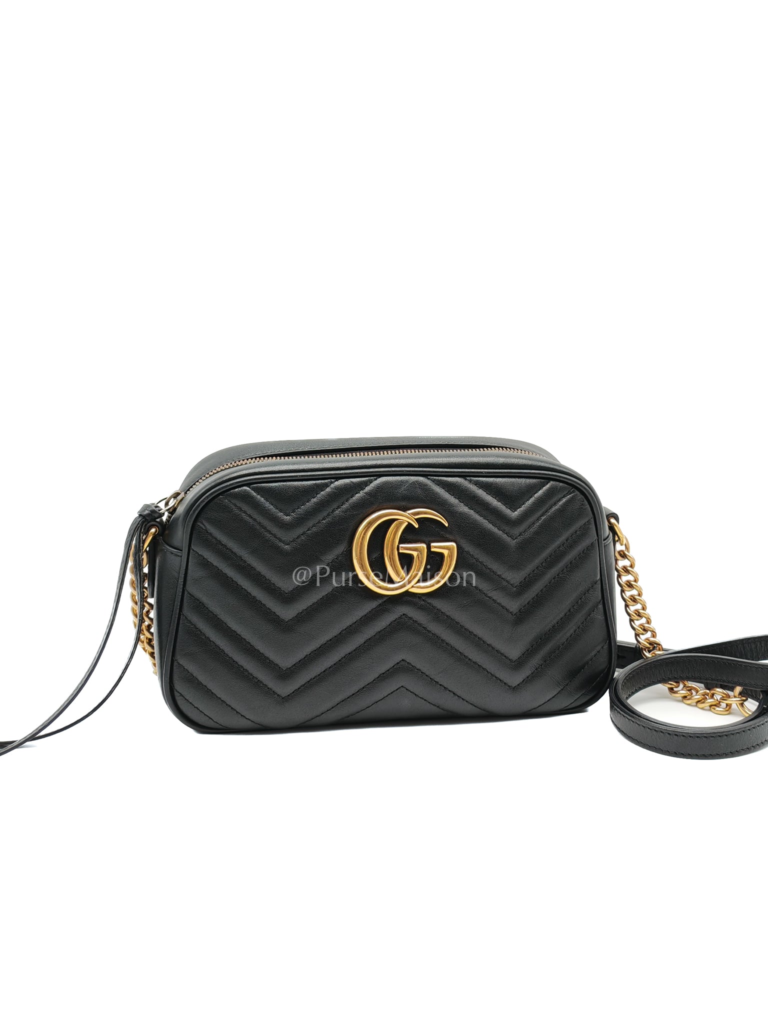 GG Marmont Camera Bag in Black Matelassé Leather | Purse Maison Luxury Bags Shop