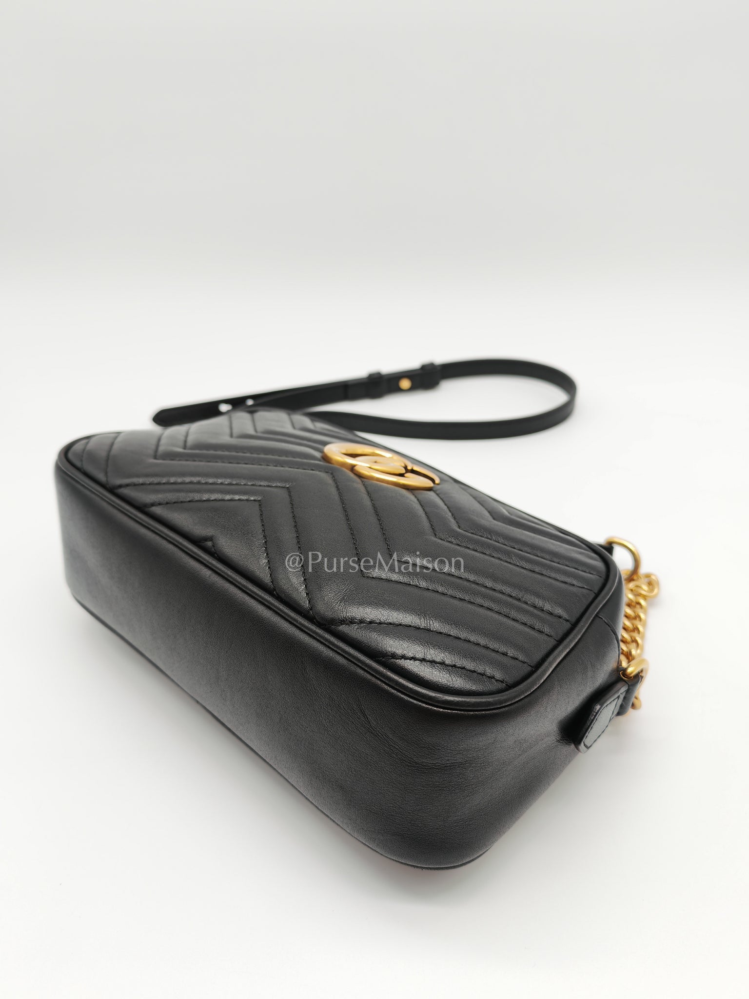 GG Marmont Camera Bag in Black Matelassé Leather | Purse Maison Luxury Bags Shop