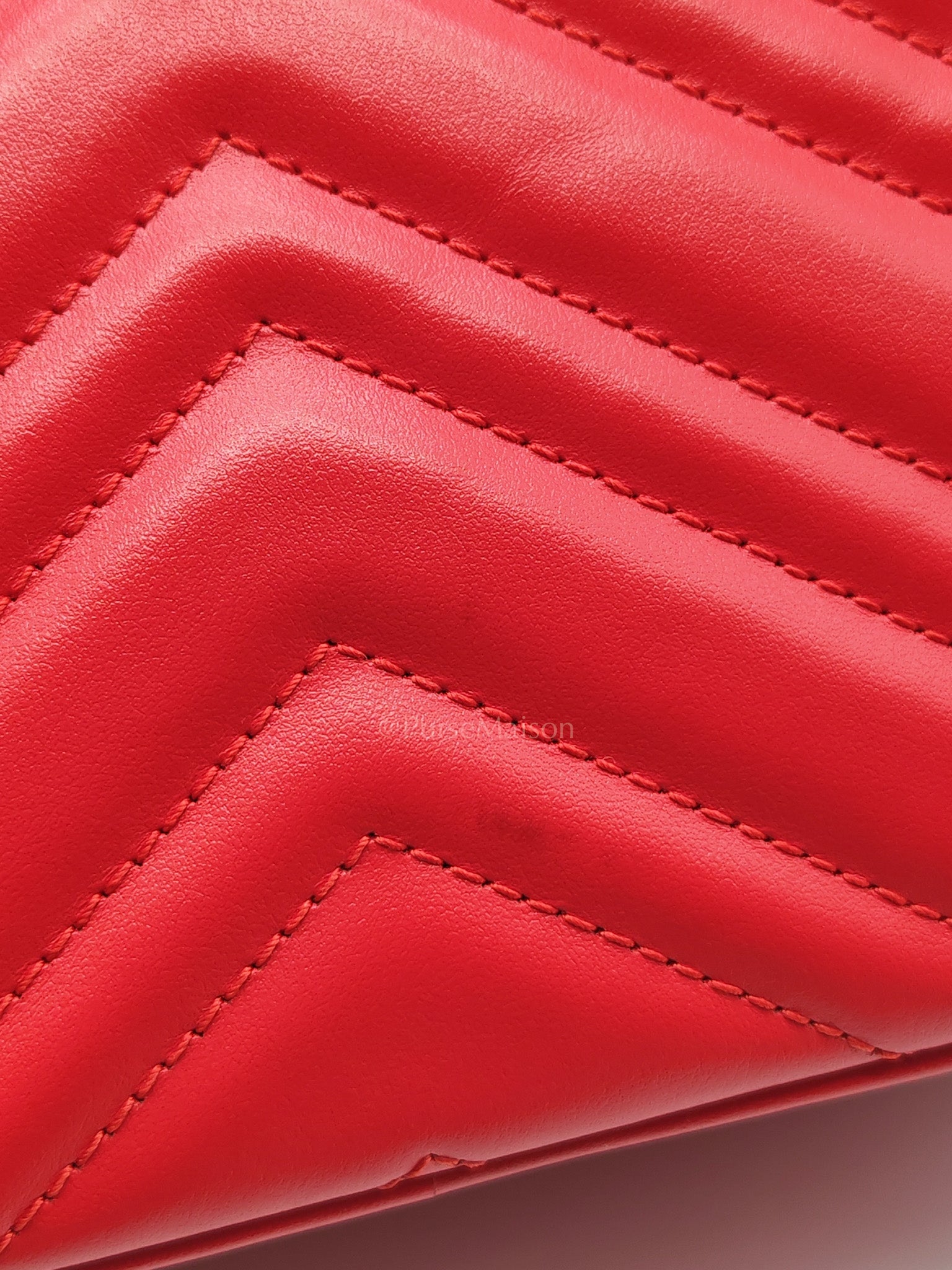 GG Marmont Camera Bag in Red Calfskin Matellase Leather & Aged Gold Hardware | Purse Maison Luxury Bags Shop