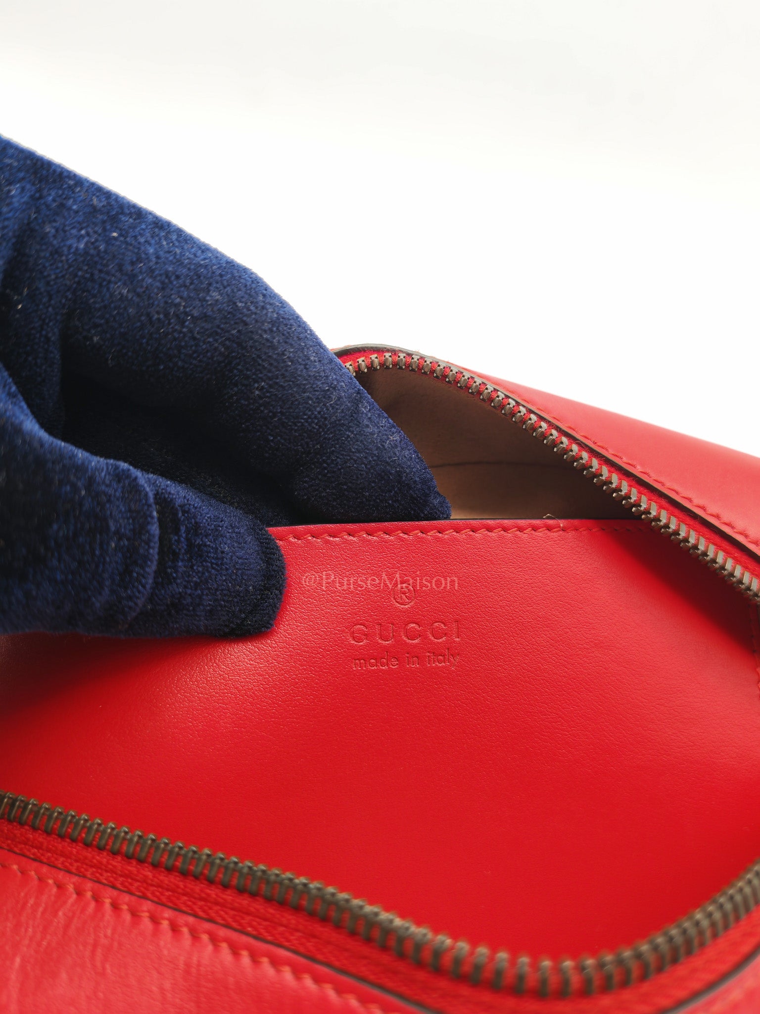 GG Marmont Camera Bag in Red Calfskin Matellase Leather & Aged Gold Hardware | Purse Maison Luxury Bags Shop