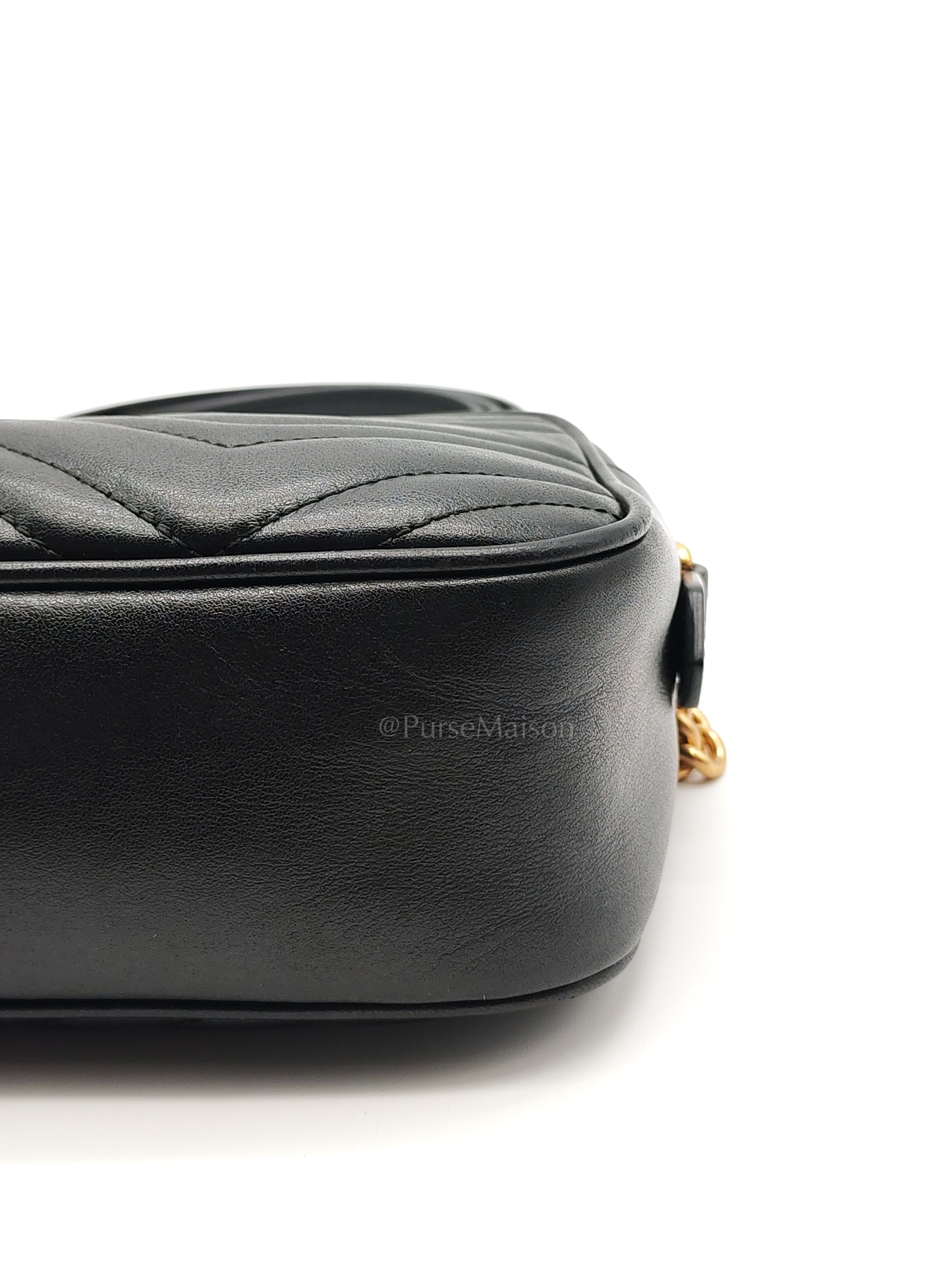 GG Marmont Camera Bag Small in Black Matelassé Leather | Purse Maison Luxury Bags Shop