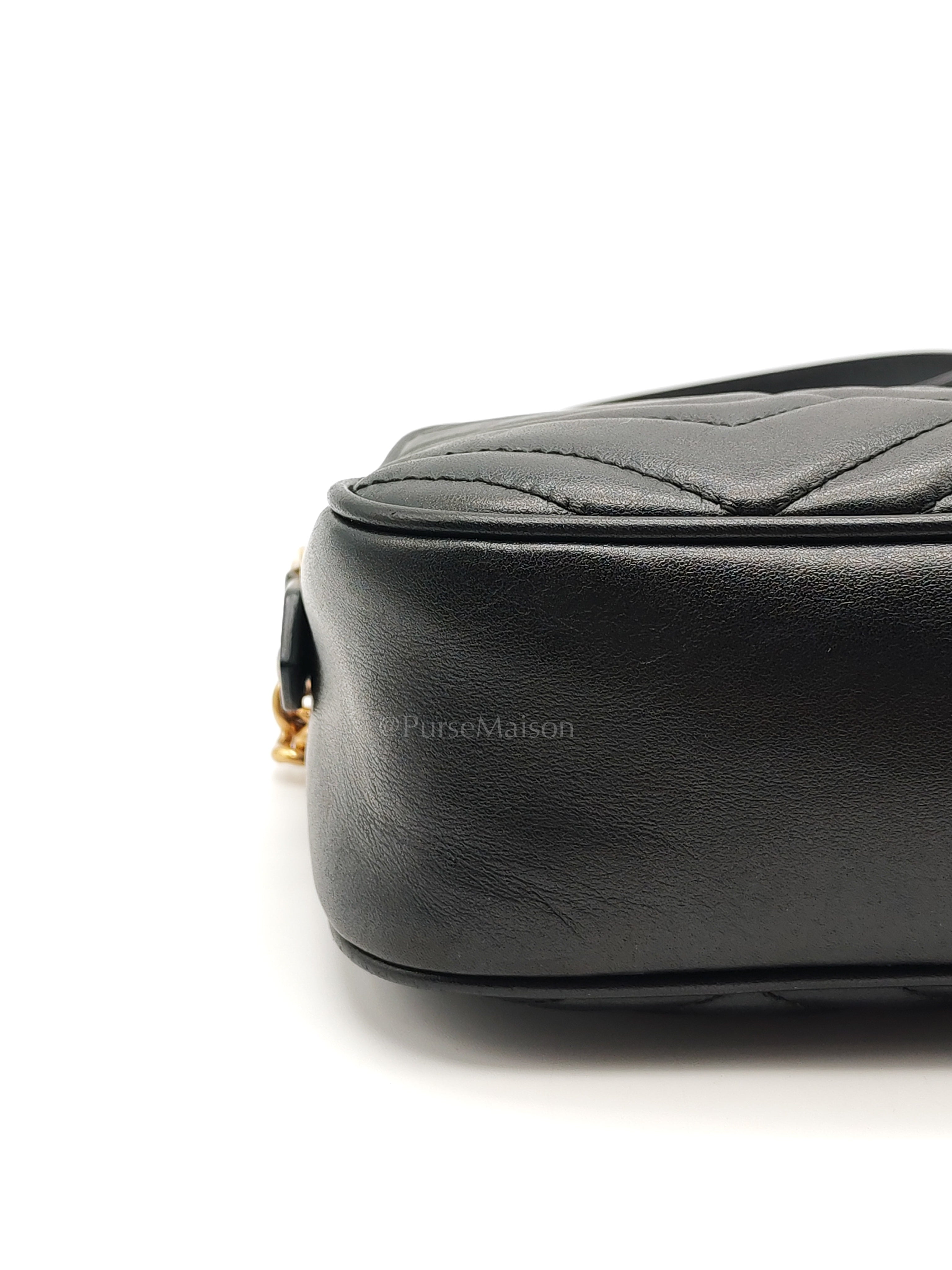 GG Marmont Camera Bag Small in Black Matelassé Leather | Purse Maison Luxury Bags Shop