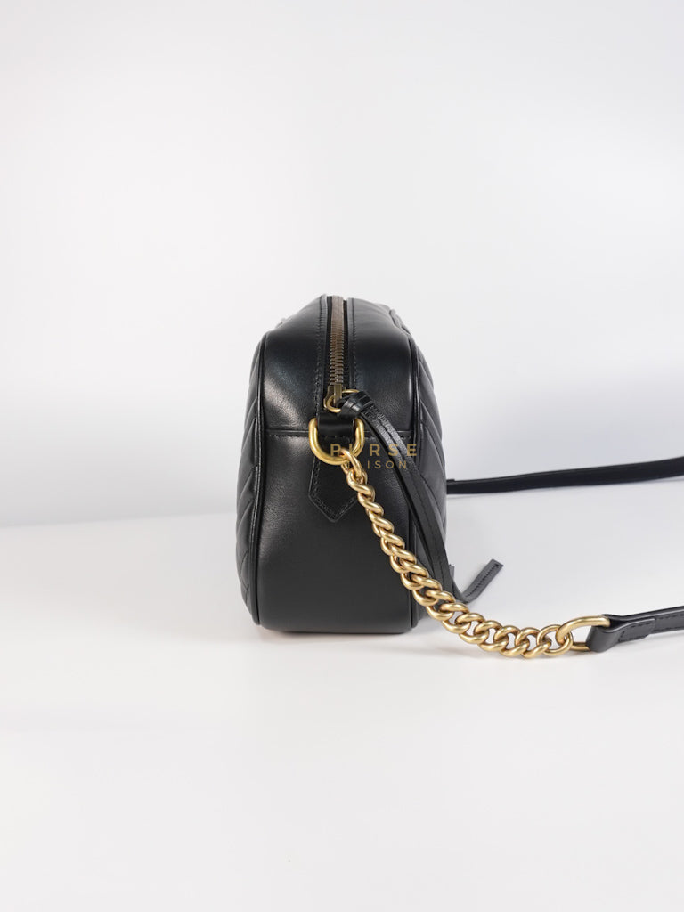 GG Marmont Camera Bag Small in Black Matelassé Leather | Purse Maison Luxury Bags Shop