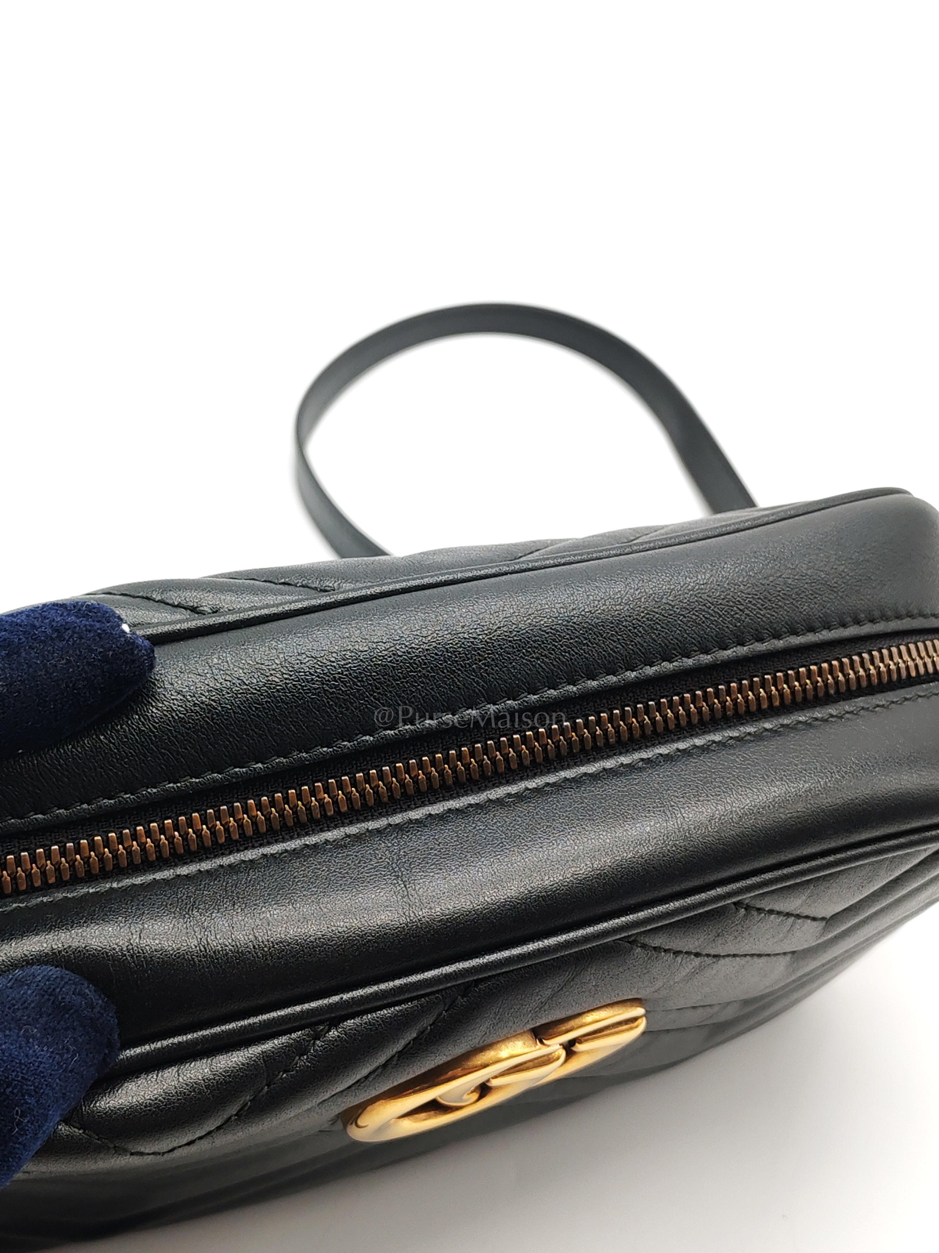 GG Marmont Camera Bag Small in Black Matelassé Leather | Purse Maison Luxury Bags Shop