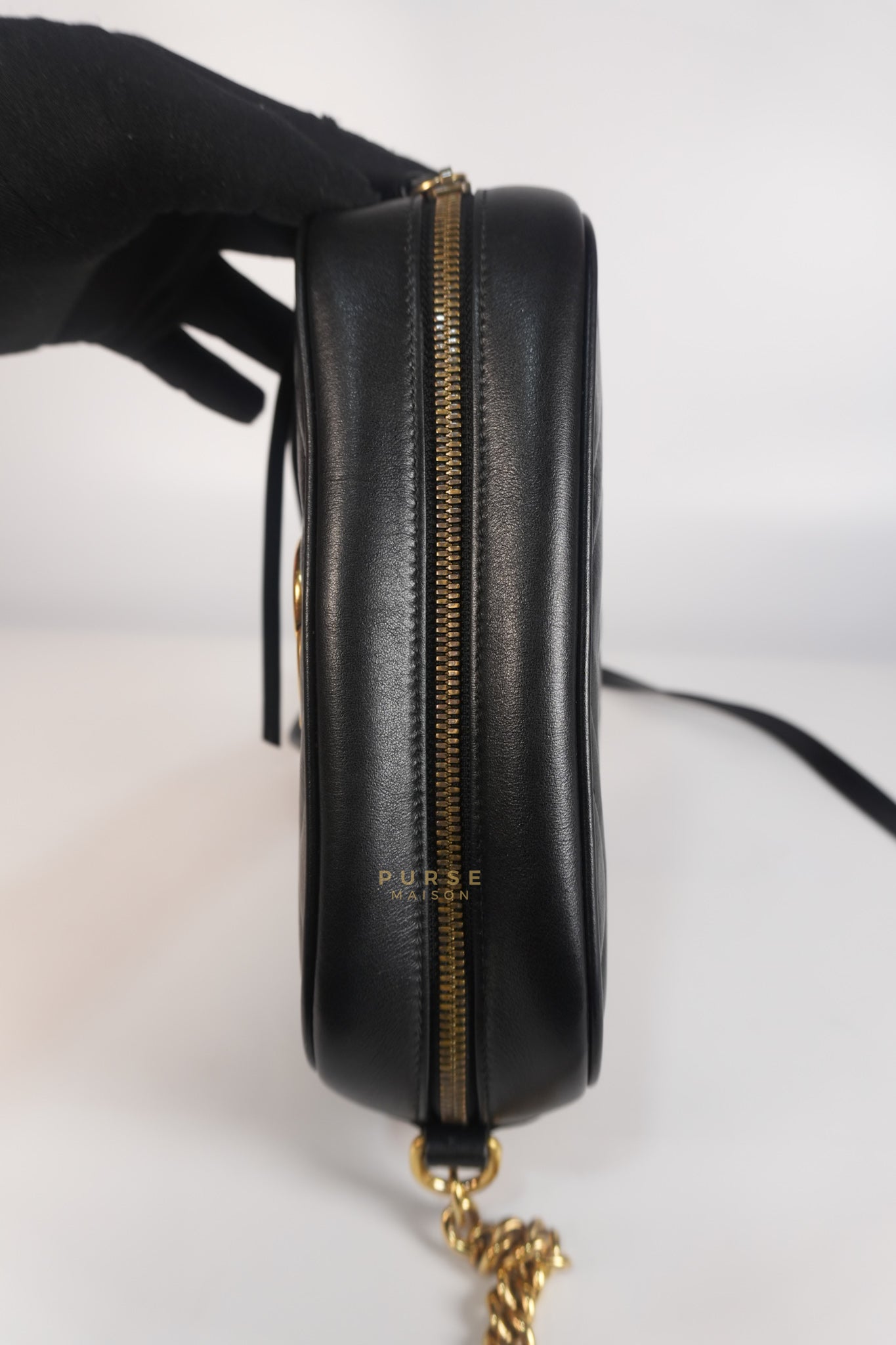 GG Marmont Camera Bag Small in Black Matelassé Leather | Purse Maison Luxury Bags Shop