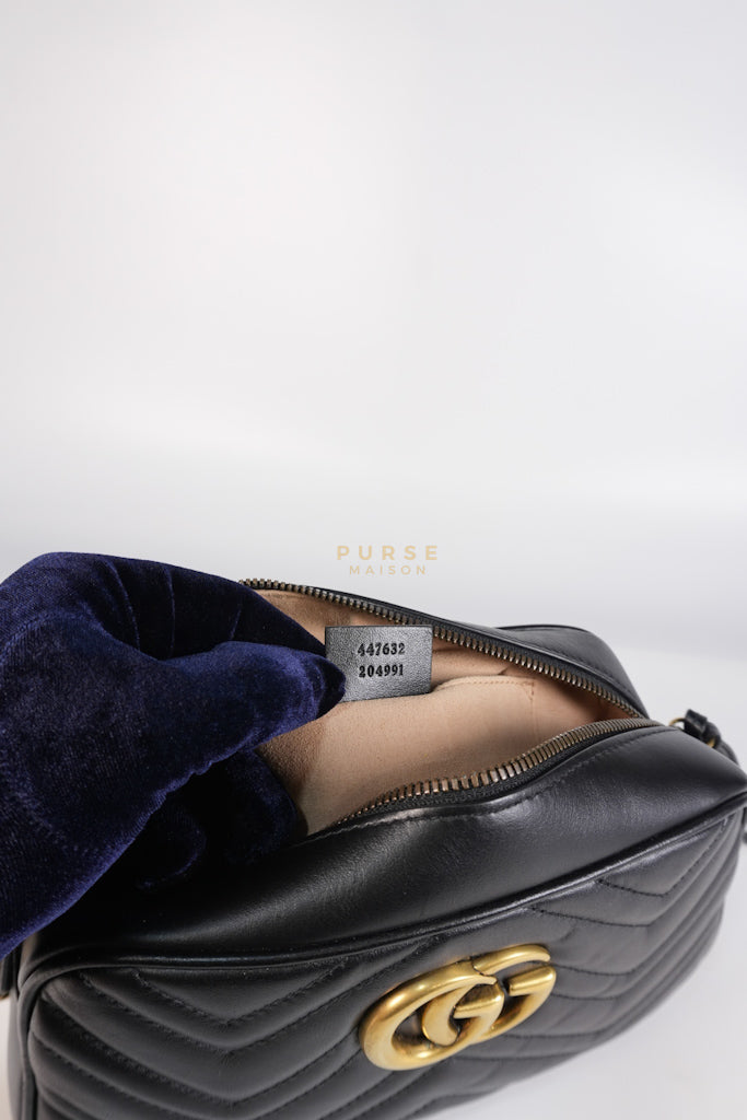 GG Marmont Camera Bag Small in Black Matelassé Leather | Purse Maison Luxury Bags Shop