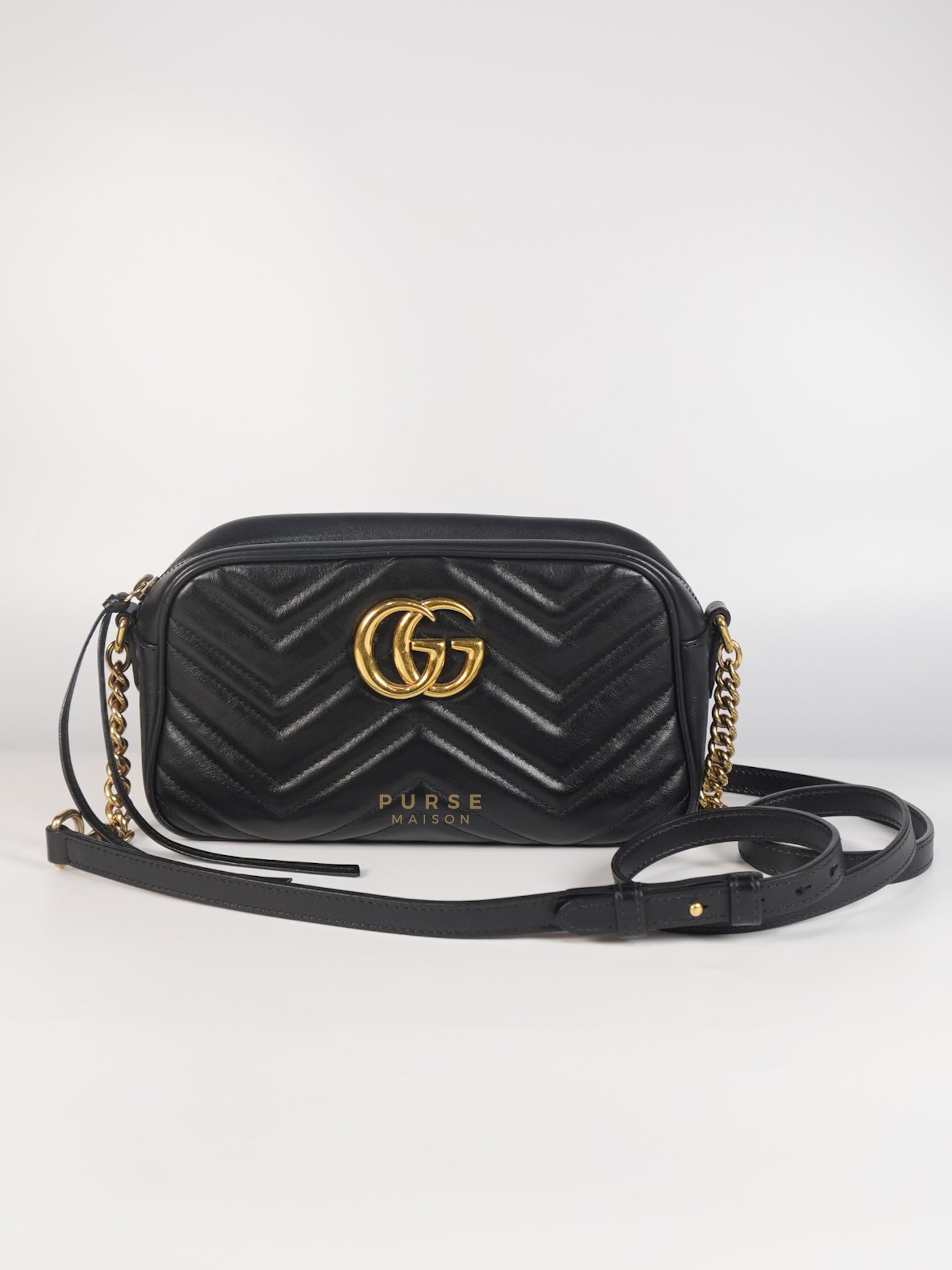 GG Marmont Camera Bag Small in Black Matelassé Leather | Purse Maison Luxury Bags Shop