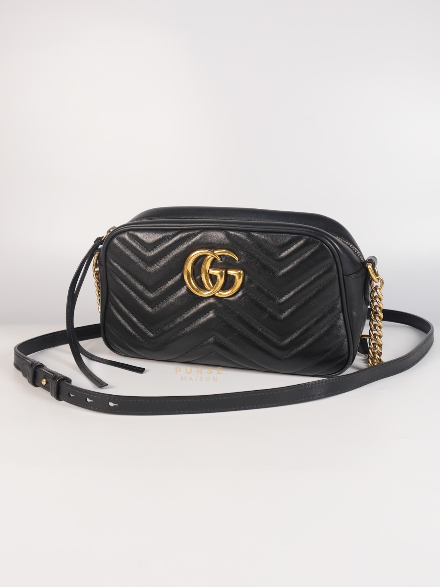 GG Marmont Camera Bag Small in Black Matelassé Leather | Purse Maison Luxury Bags Shop