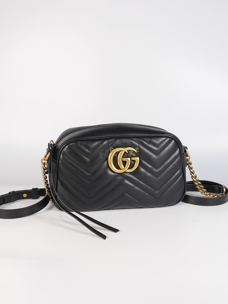 GG Marmont Camera Bag Small in Black Matelassé Leather | Purse Maison Luxury Bags Shop