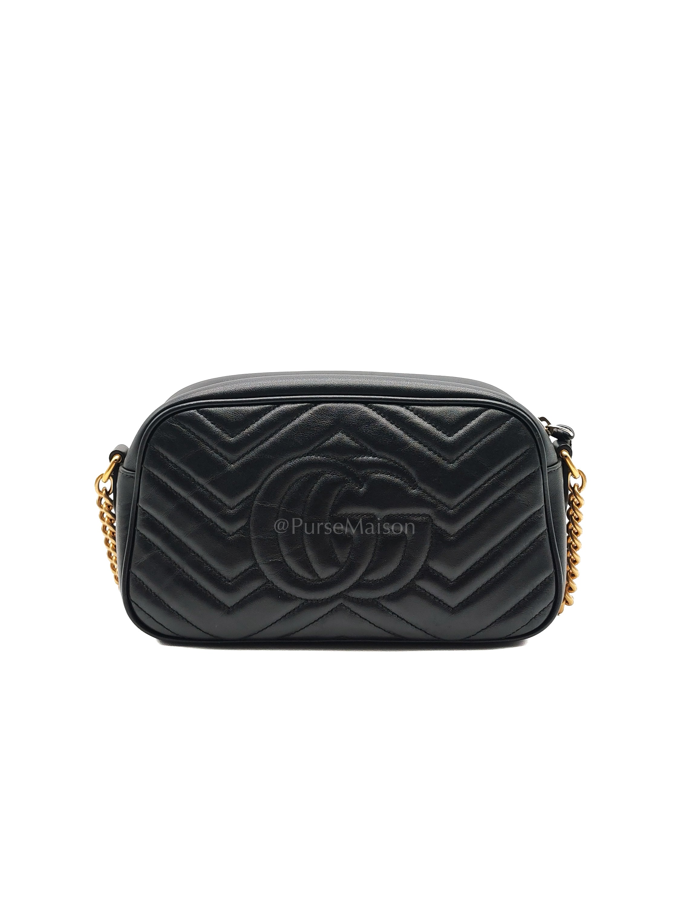 GG Marmont Camera Bag Small in Black Matelassé Leather | Purse Maison Luxury Bags Shop