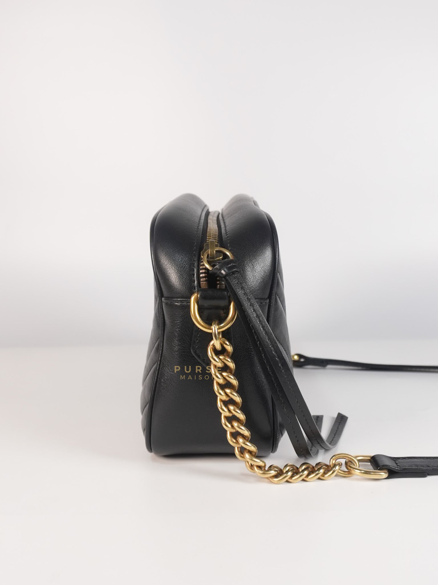 GG Marmont Camera Bag Small in Black Matelassé Leather | Purse Maison Luxury Bags Shop