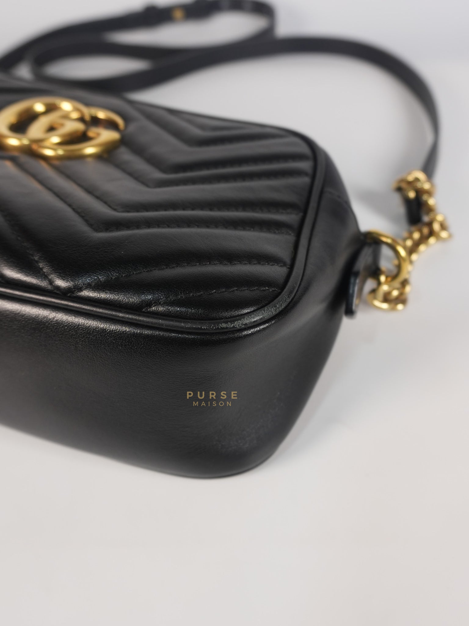 GG Marmont Camera Bag Small in Black Matelassé Leather | Purse Maison Luxury Bags Shop