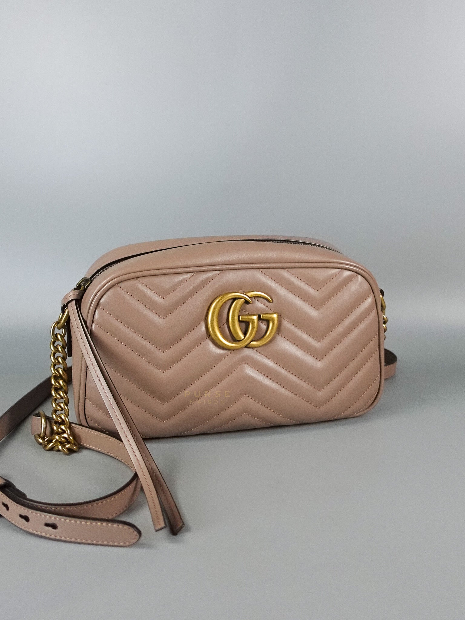 GG Marmont Camera Bag Small Matelasse Dusty Pink | Purse Maison Luxury Bags Shop
