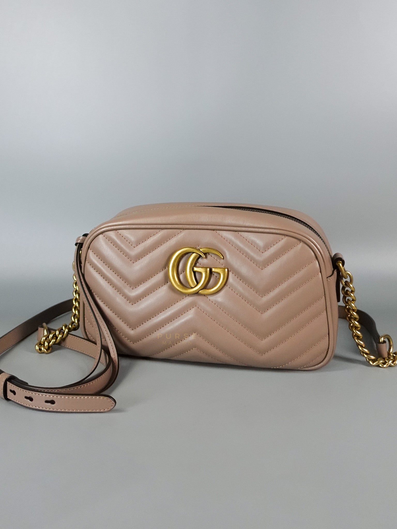 GG Marmont Camera Bag Small Matelasse Dusty Pink | Purse Maison Luxury Bags Shop