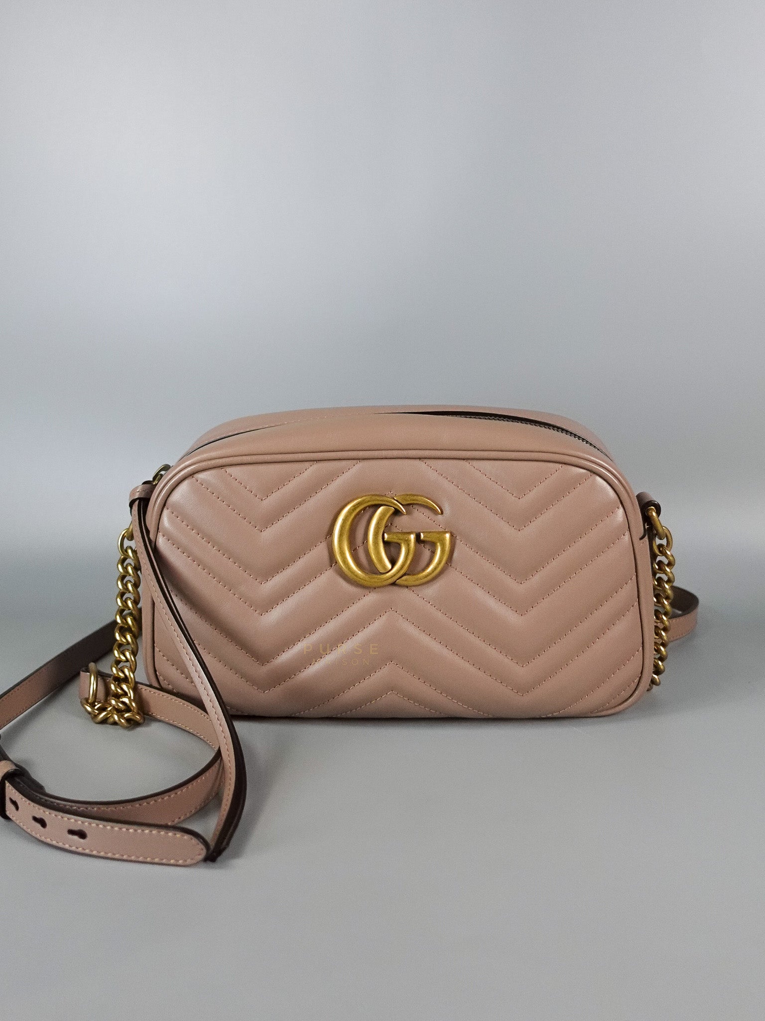 GG Marmont Camera Bag Small Matelasse Dusty Pink | Purse Maison Luxury Bags Shop