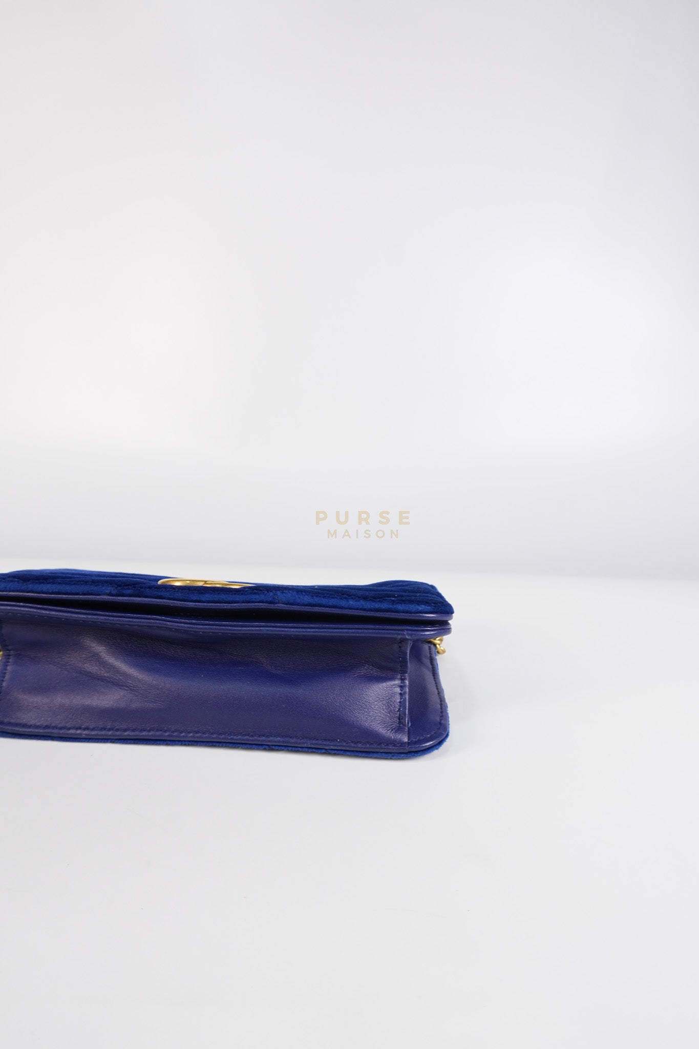 GG Marmont Chain Bag Super Mini in Royal Blue Velvet | Purse Maison Luxury Bags Shop