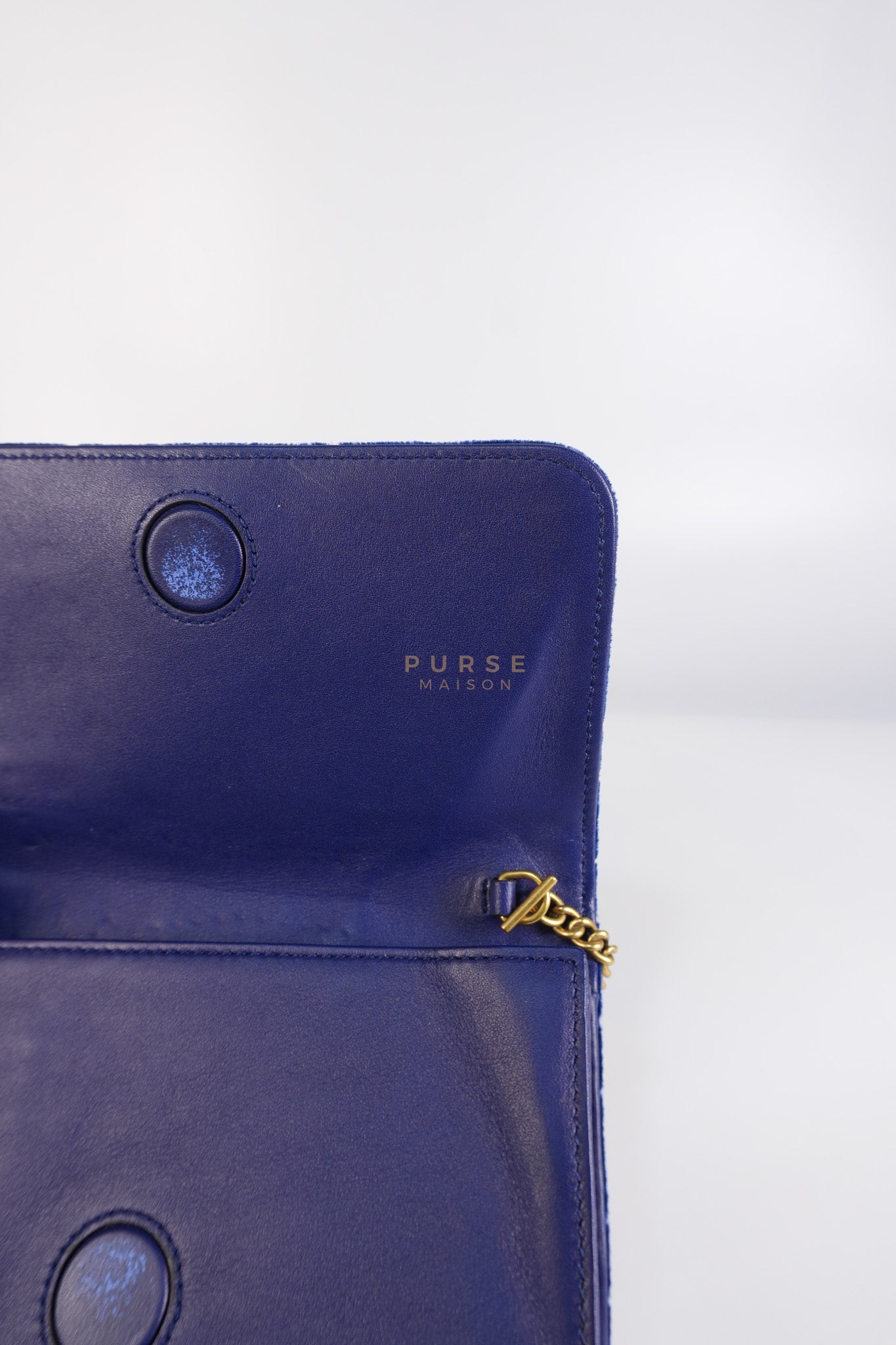 GG Marmont Chain Bag Super Mini in Royal Blue Velvet | Purse Maison Luxury Bags Shop