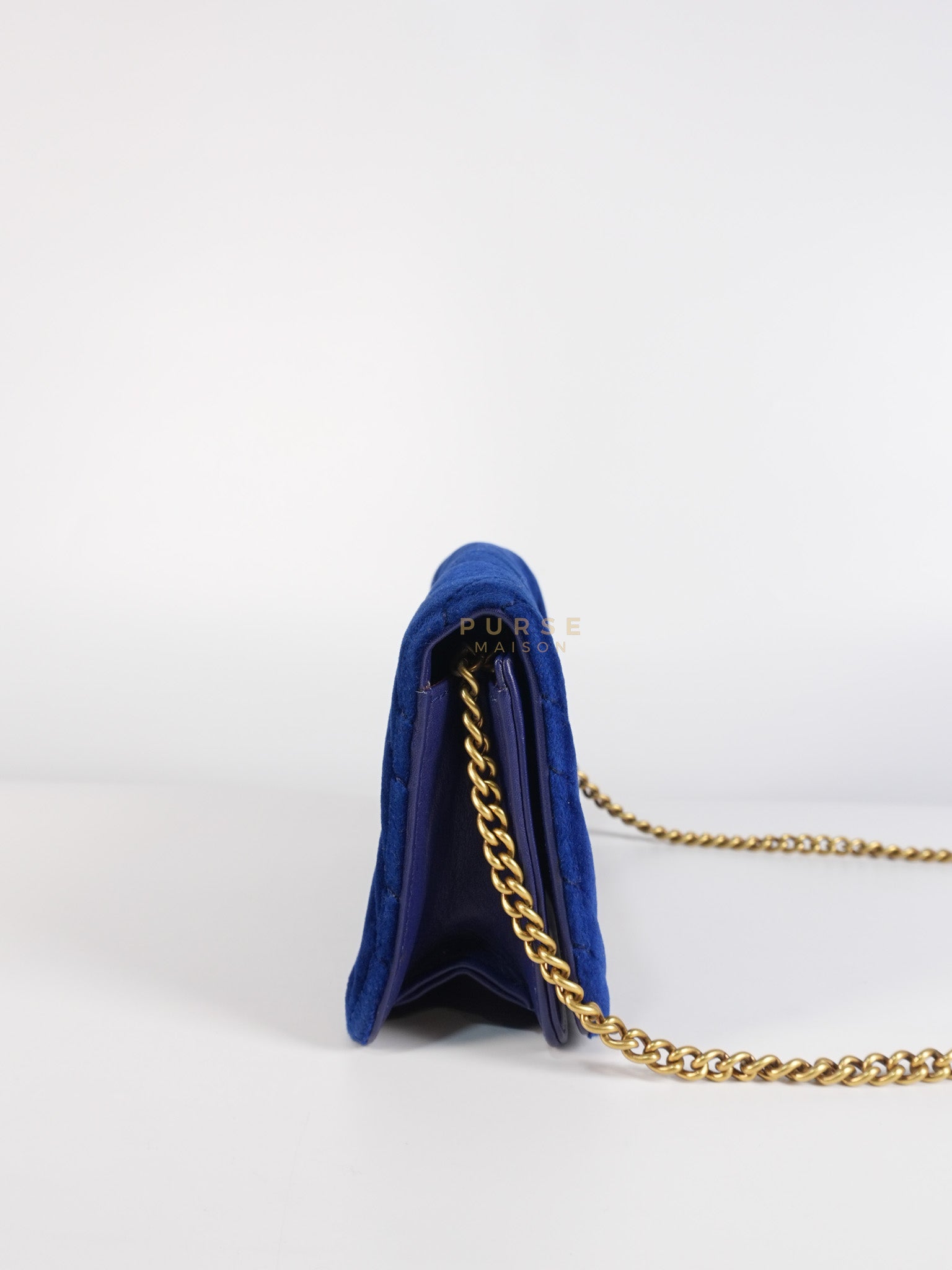 GG Marmont Chain Bag Super Mini in Royal Blue Velvet | Purse Maison Luxury Bags Shop