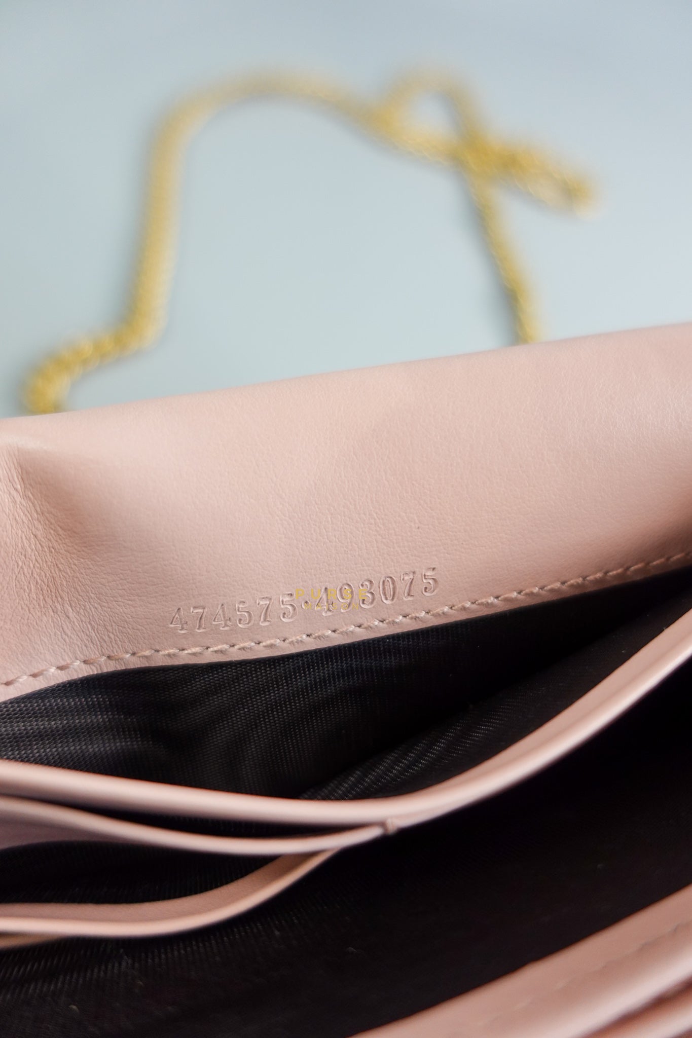 GG Marmont Chain Wallet in Light Pink Leather | Purse Maison Luxury Bags Shop