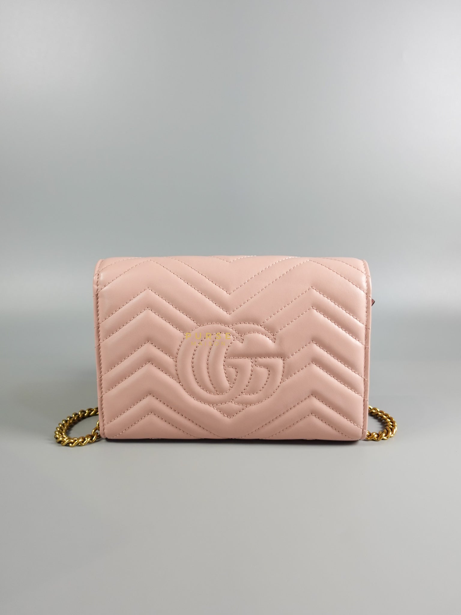 GG Marmont Chain Wallet in Light Pink Leather | Purse Maison Luxury Bags Shop