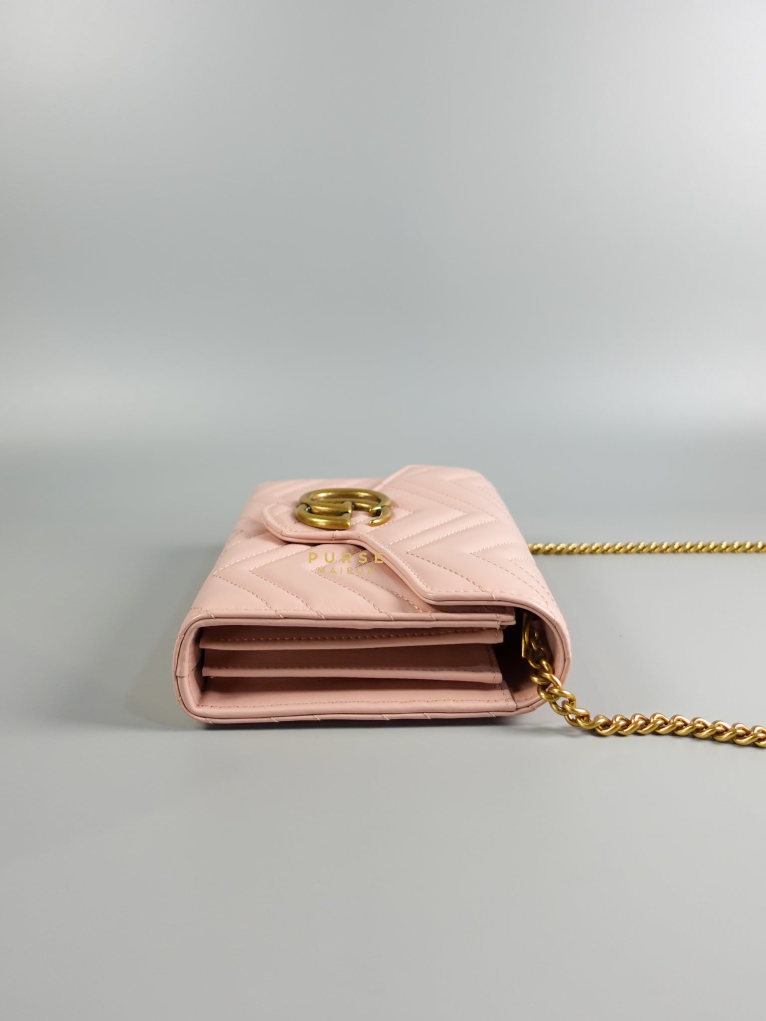 GG Marmont Chain Wallet in Light Pink Leather | Purse Maison Luxury Bags Shop