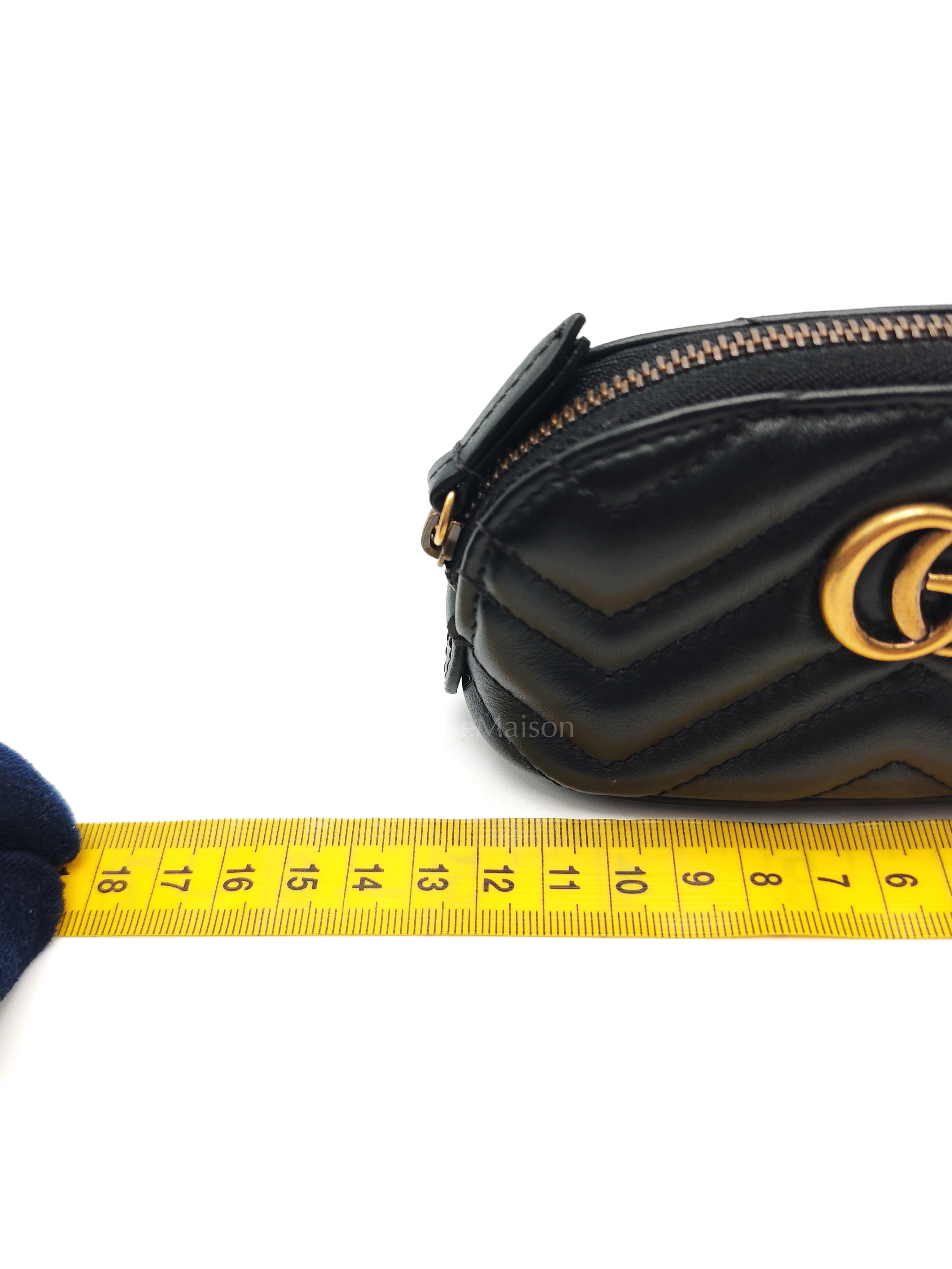 GG Marmont Cosmetic Case in Black Chevron Quilted Leather & Gold Hardware | Purse Maison Luxury Bags Shop
