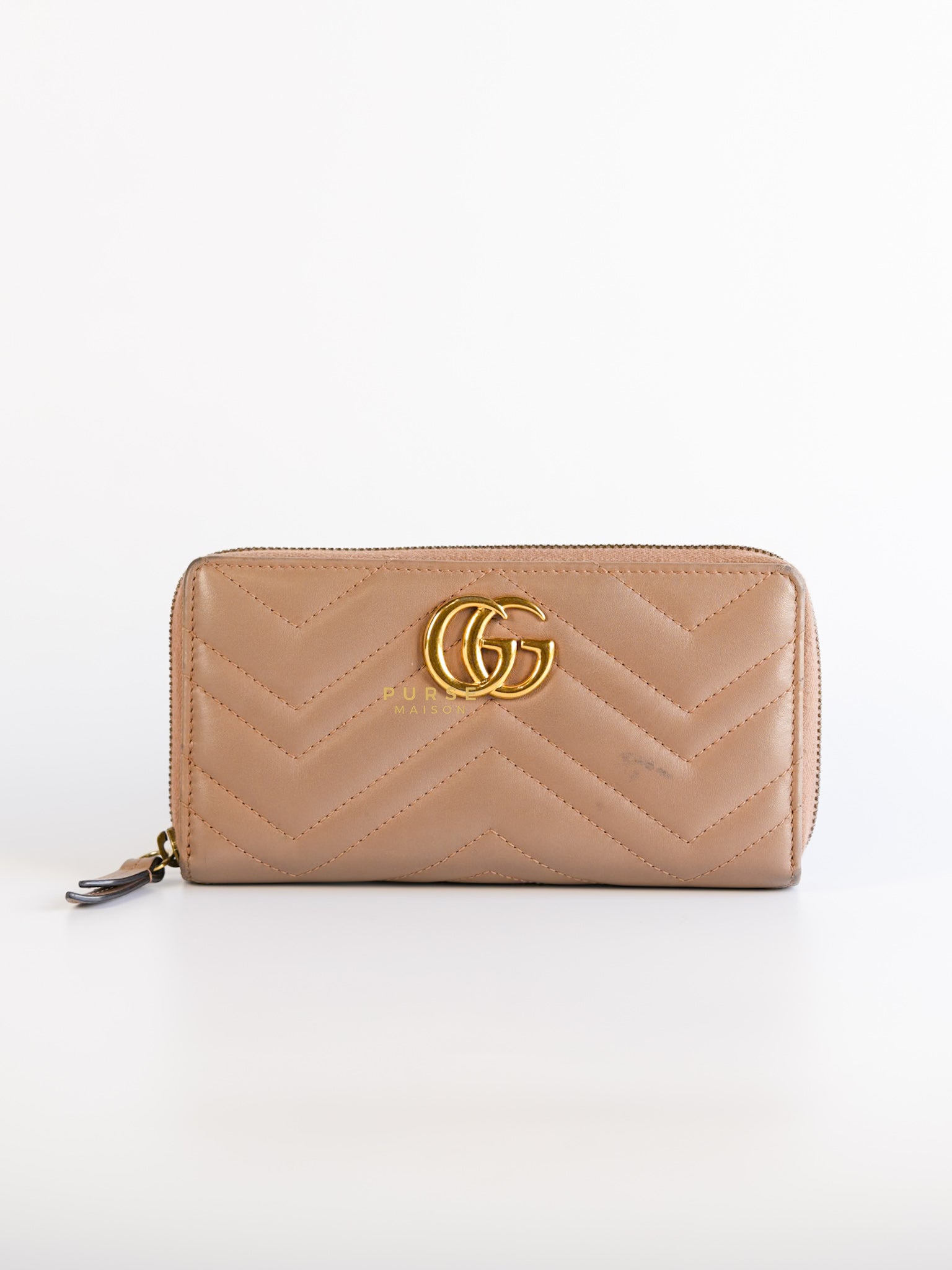 GG Marmont Dusty Rose Zipped Long Wallet | Purse Maison Luxury Bags Shop